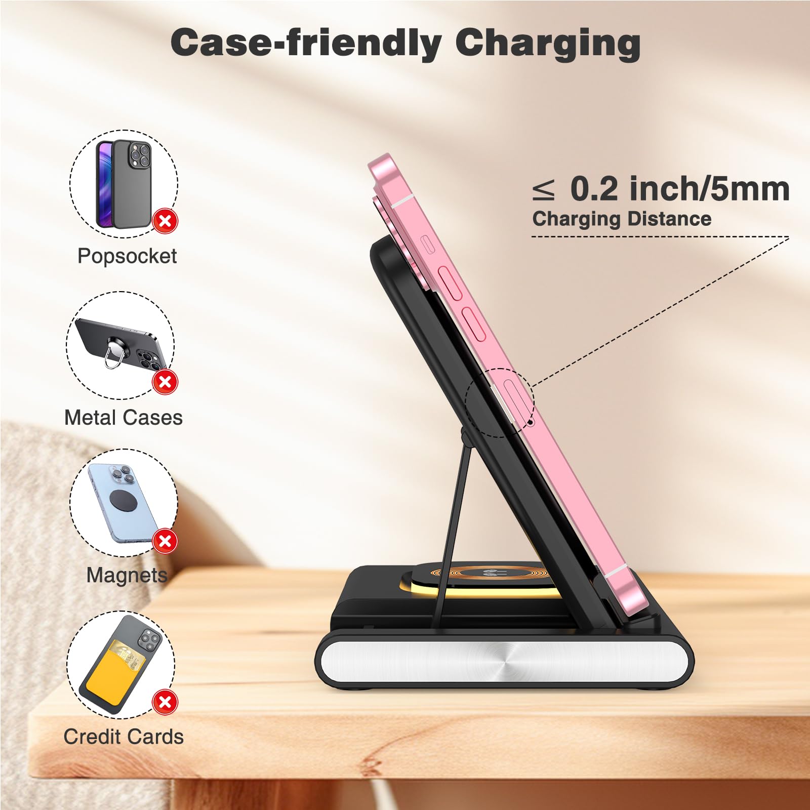 Wireless Charging Station For Iphone 15 Pro Max/14/13/12/11, 25W 3 In 1 Wireless Charger Stand ? Usb C Cable 3Ft, Wireless Charg