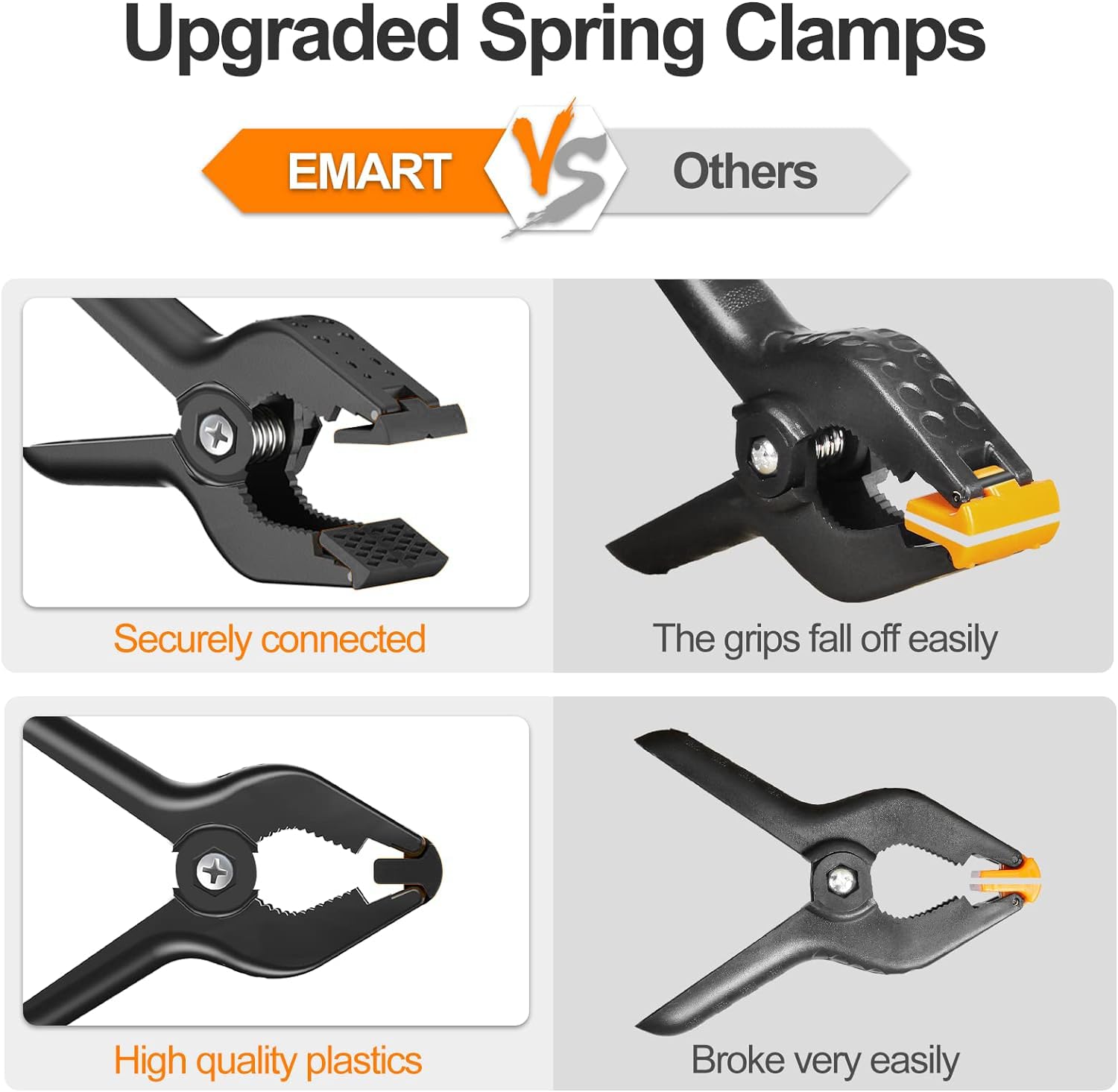 Emart 6 Pack Heavy Duty Muslin Spring Clamps, 4.5 Inch Photo Booth Backdrop Clips For Photography Studio   Black