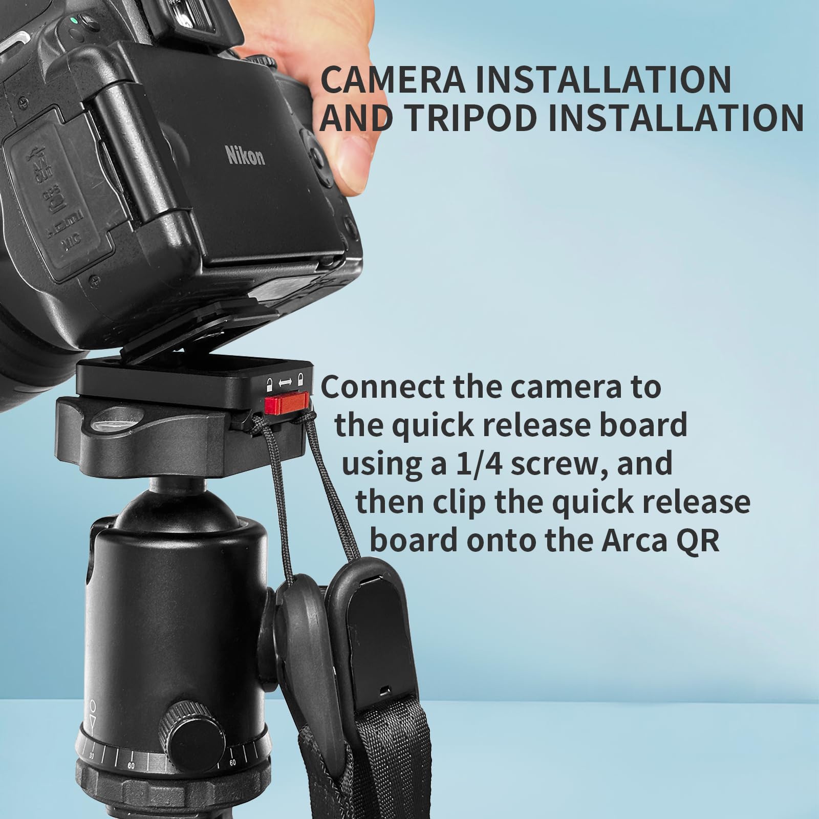 Audefu Universal Camera Quick Release Plate With Shoulder Strap Mount Qr Plate, Tripod Mount Adapter, 1/4'' To 3/8'' Screw ,Comp