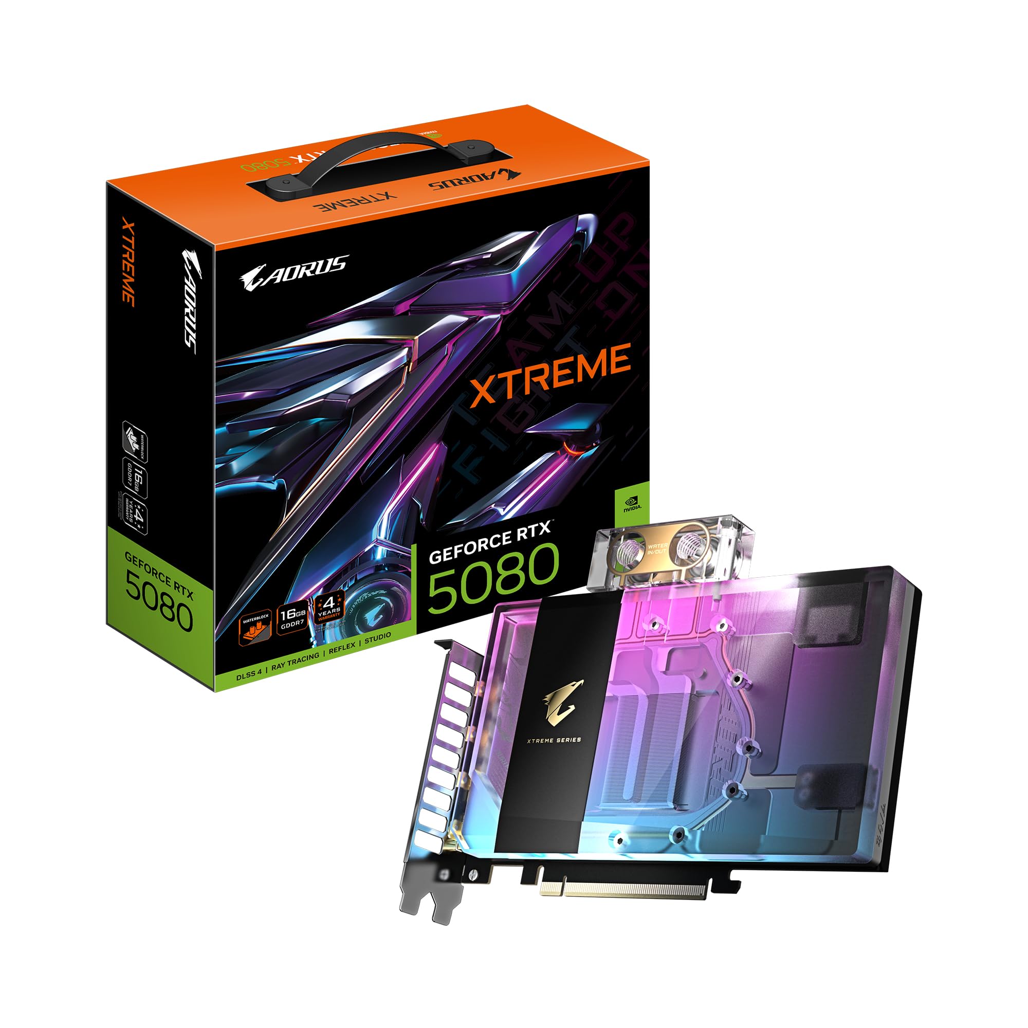 Gigabyte AORUS GeForce RTX 5080 Xtreme WATERFORCE WB 16G Graphics Card - 16GB GDDR7, 256bit, PCI-E 5.0, 2805MHz Core Clock, 3 x