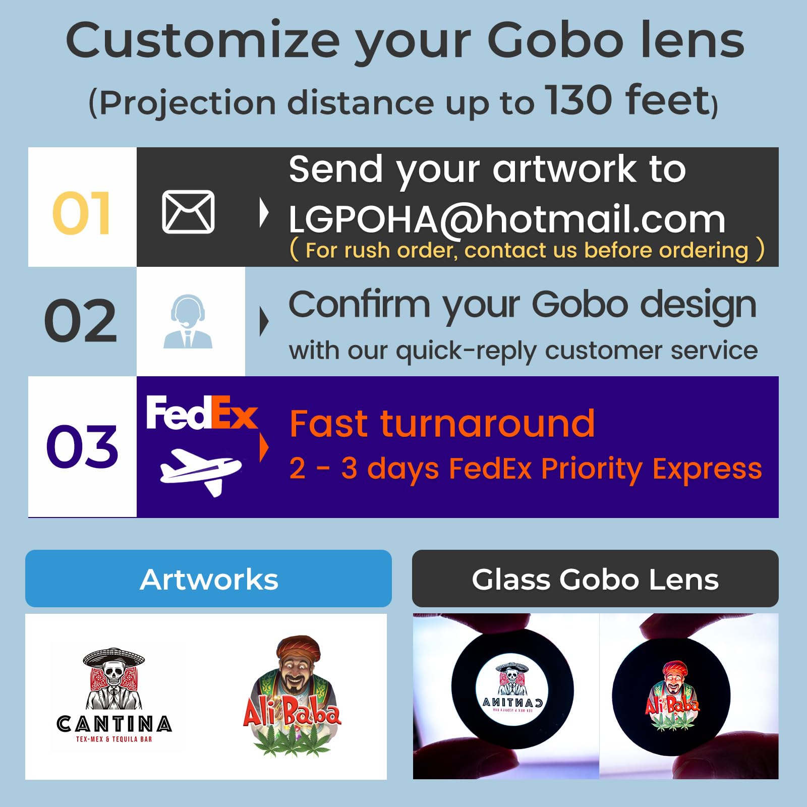 Laulgpoha 120W Logo Gobo Projector For Business, Rotational Super Bright Projection With Remote Control And Glass Lens, Triple C