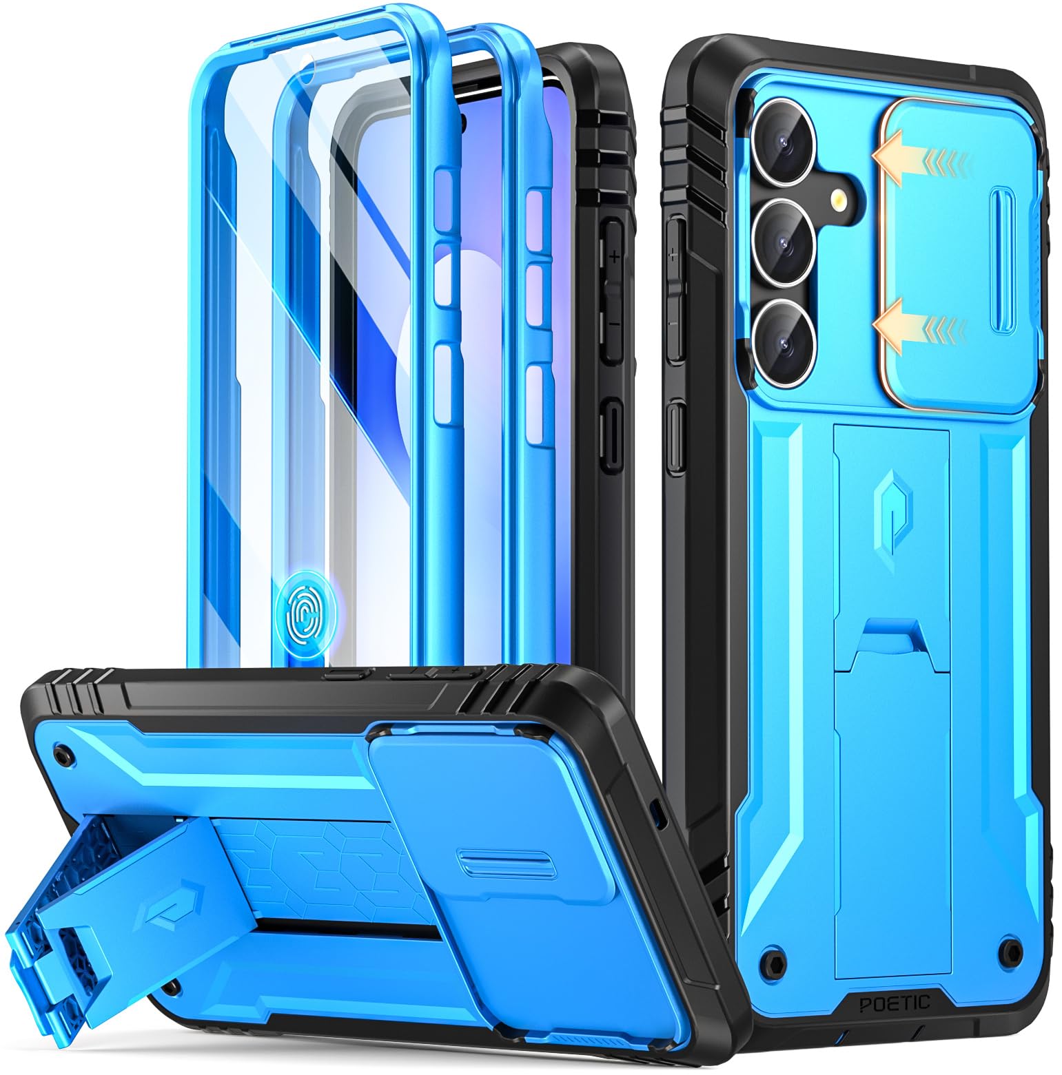 Poetic Revolution Case for Galaxy S25 FE 5G 2025, [Slide Camera Cover], Built-in Screen Protector Work with Fingerprint ID, Full