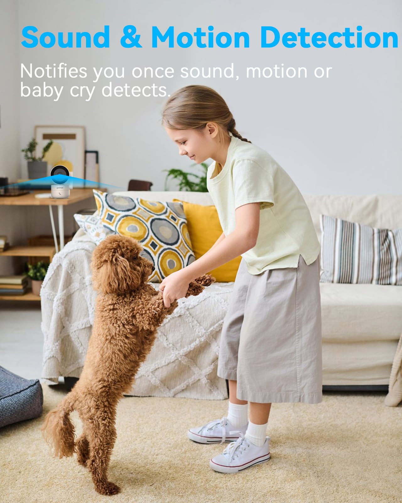 Chzhvan Camera For Home Security Indoor, Pan & Tilt, Cry Detection For Baby, 2.5K 4Mp Qhd, Night Vision, Motion Detection & Trac