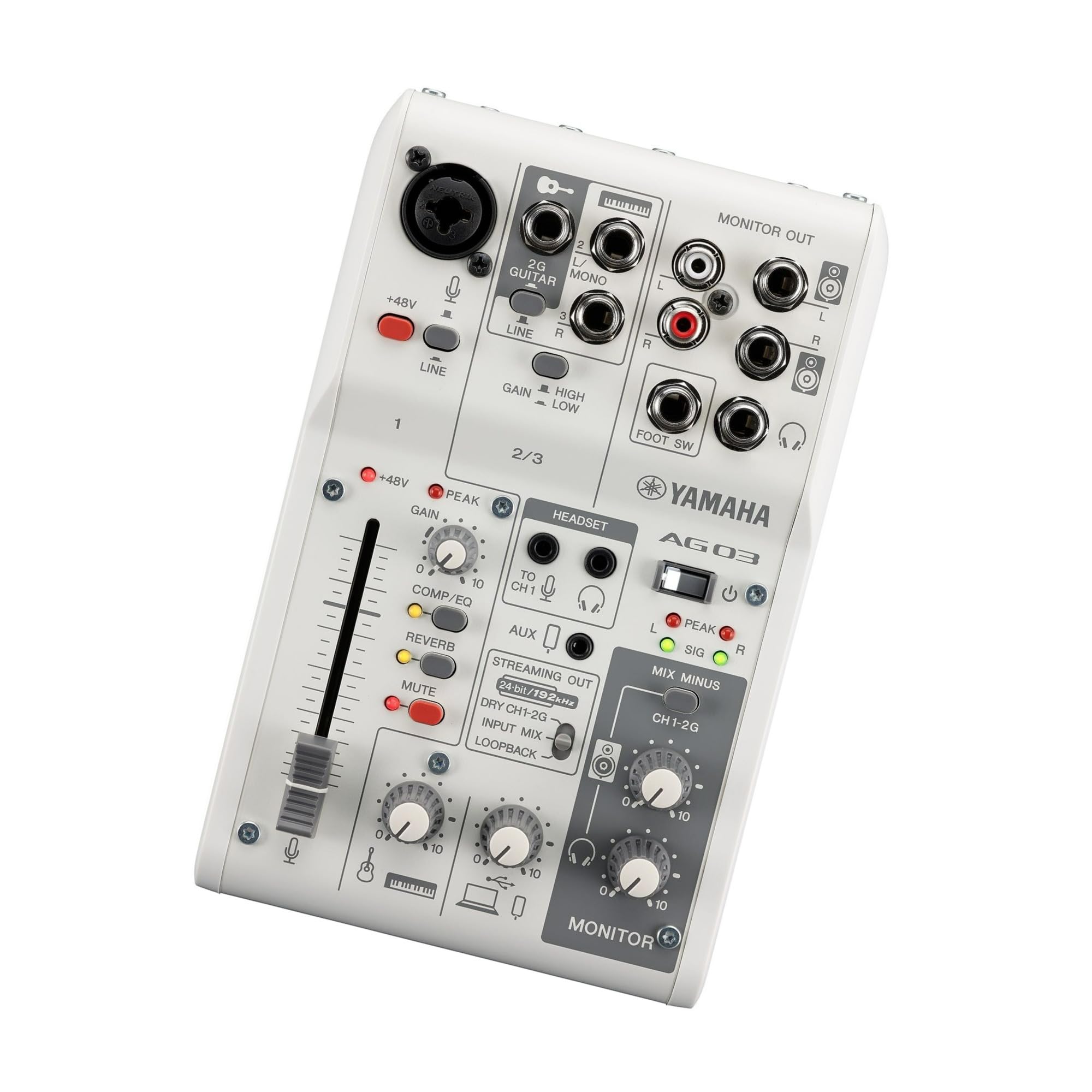 Yamaha Ag03Mk2 White 6-Channel Live Streaming Loopback Mixer/Usb Interface With Steinberg Software Suite