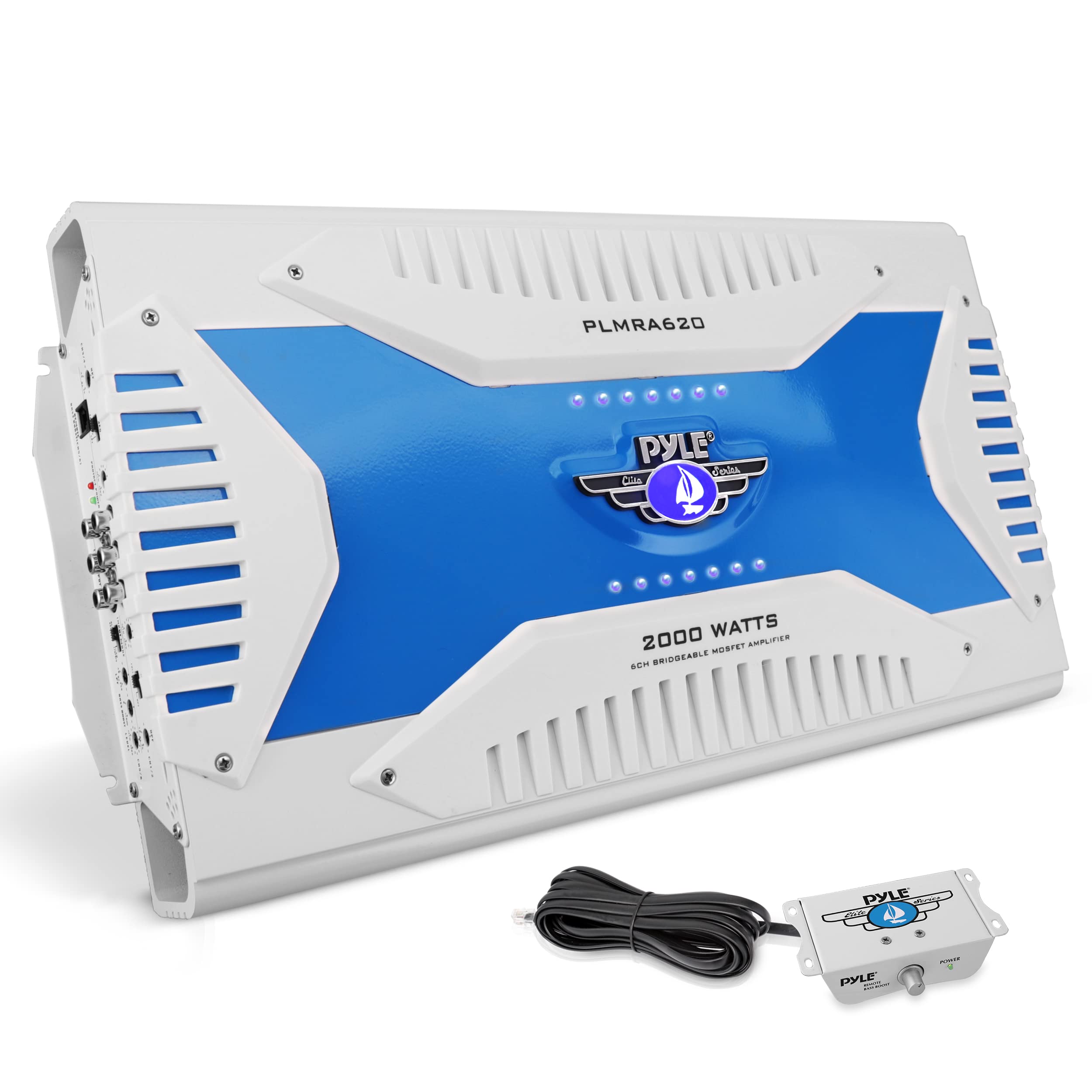 Pyle 6 Channel Marine Amplifier Receiver   Waterproof Wireless Bridgeable Audio Amp For Stereo Speaker With 2000 Watt Power Dual