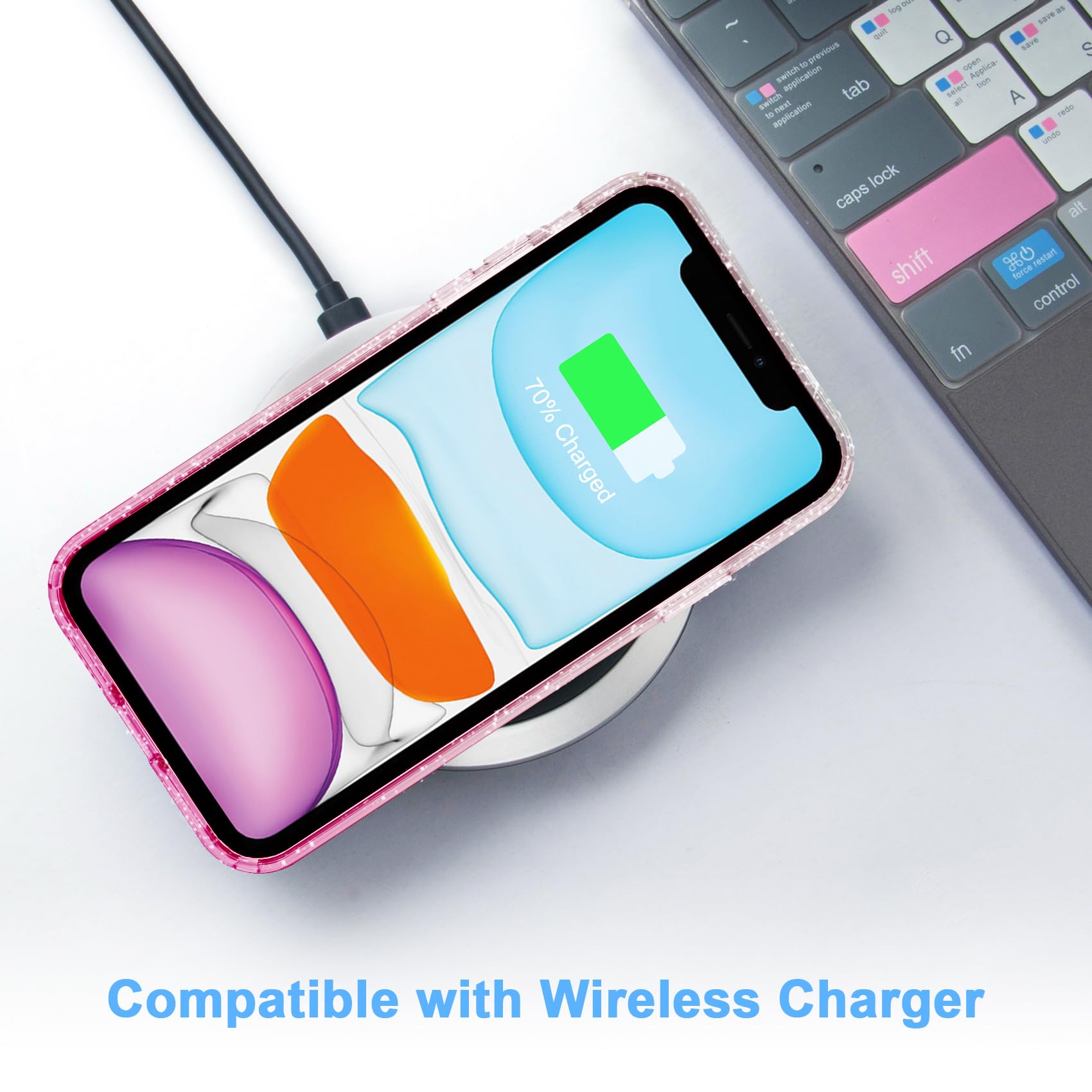 Jjgoo Compatible With Iphone 11 Case, Clear Glitter Sparkle Shock Absorption Protective Phone Cases Cute Slim Thin Cover For Wom