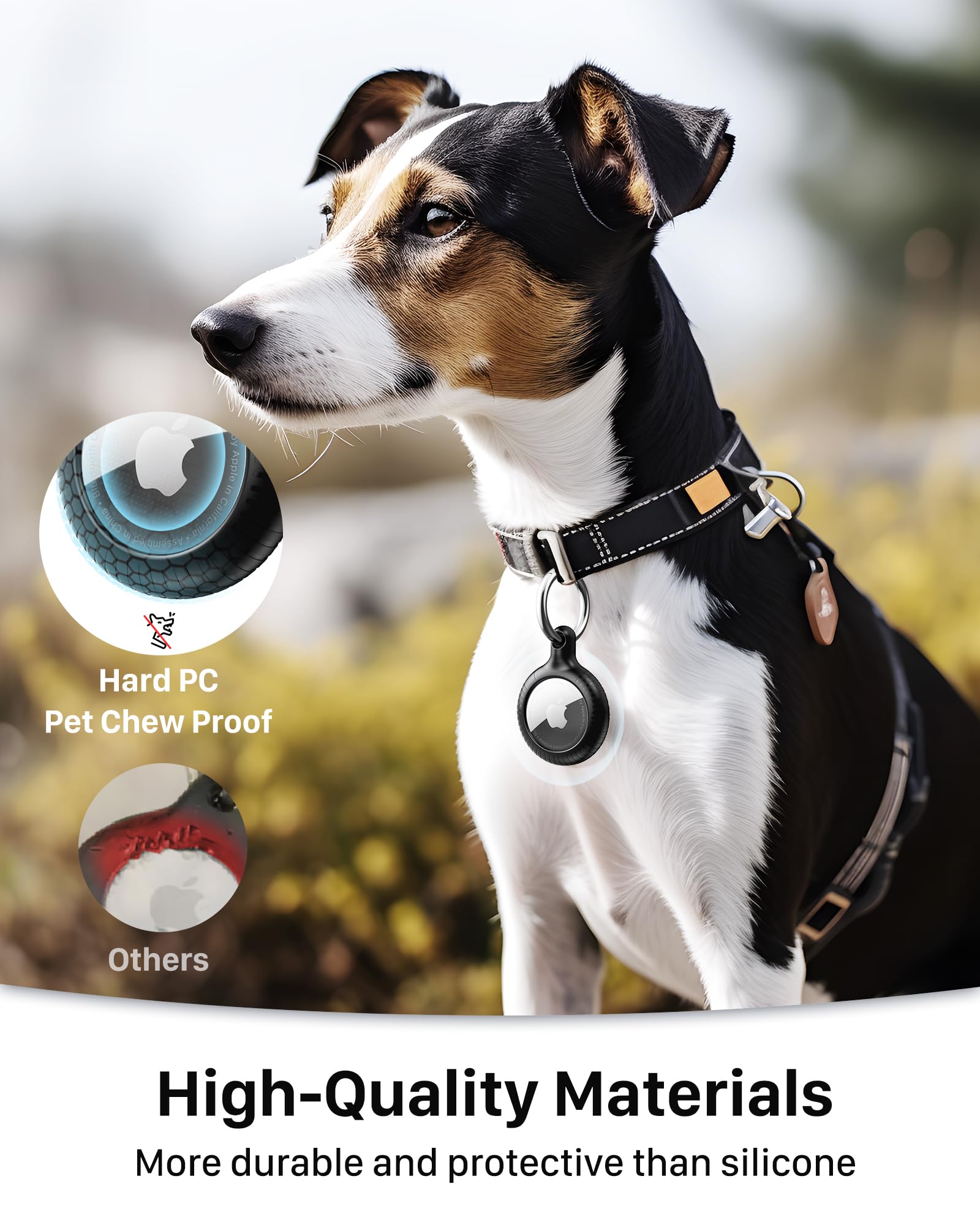 Yosh Air Tag Holder 4 Pack, Airtag Keychain Holder [Anti Scratch] [Pet Chew Proof] [Twist Lock Design] Airtag Case With Metal Key Chain Ring For Kids, Dog, Luggage, Compatible With Apple Airtag, Black