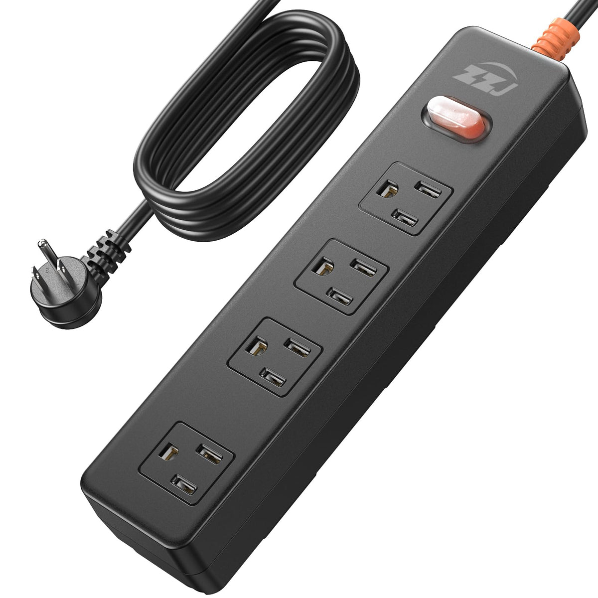 Outdoor Power Strip Weatherproof, Surge Protector With 4 Wide Outlets, 1875W/15A Overload Protection Switch, 6Ft Flat Plug Multi