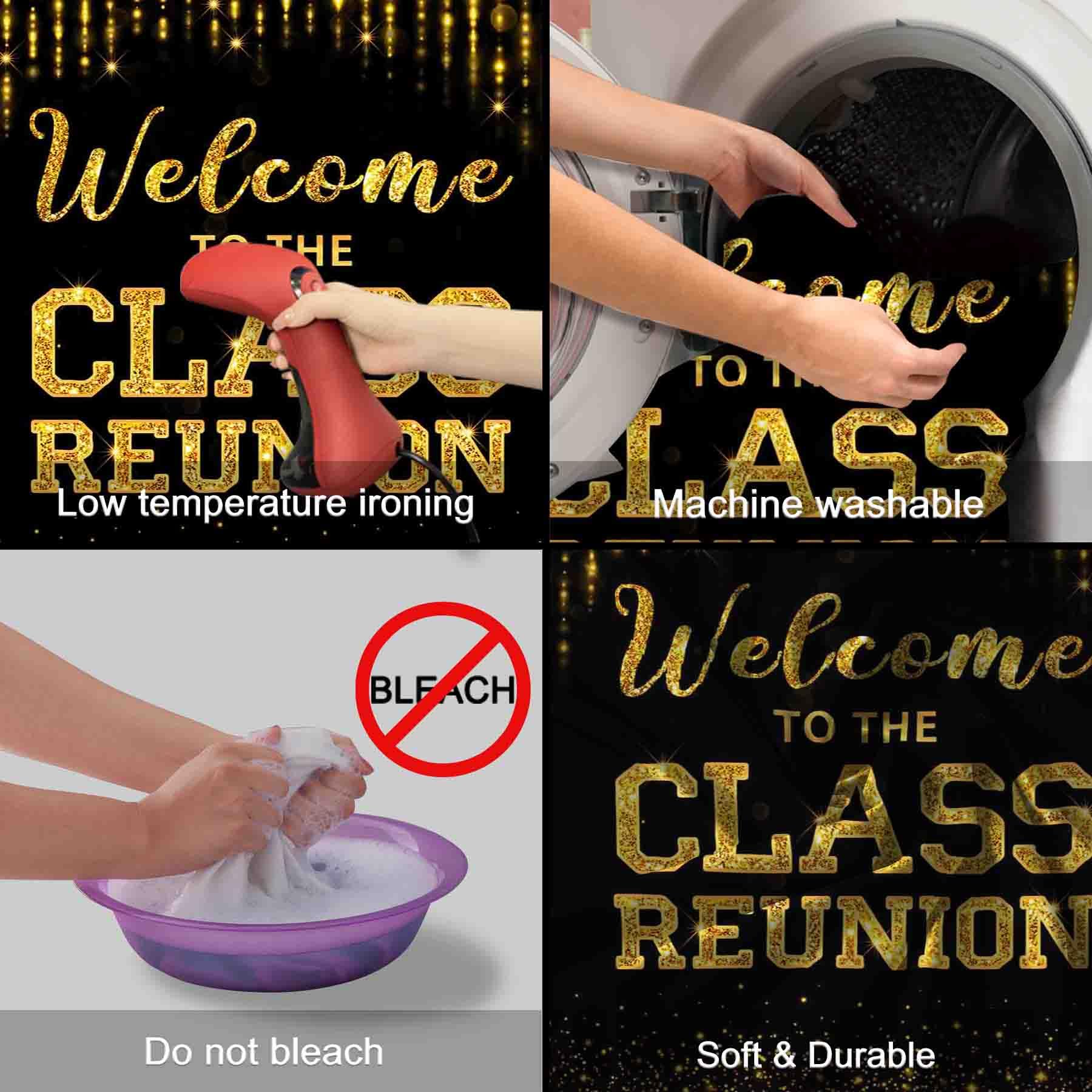 Swepuck 96X60Inch Fabric Golden Welcome To The Class Reunion Backdrop 20Th 30Th 40Th Reunion Photography Background School Party