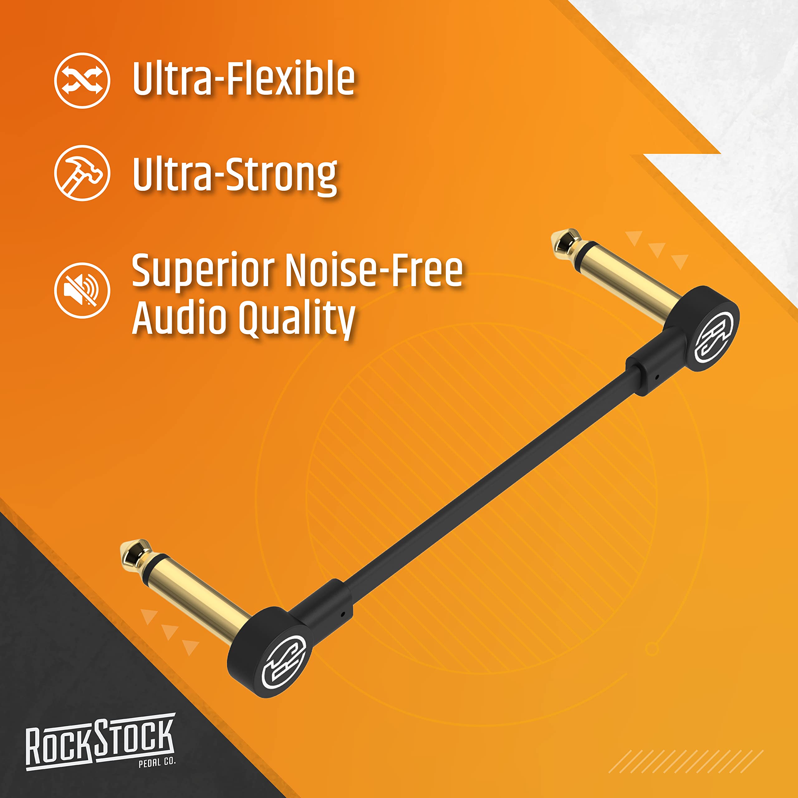 Rock Stock Guitar Pedal Patch Cables   4 Inch C Shape Right Angle Pedal Board Cable To Maximize Space   Durable & Low Noise Gold