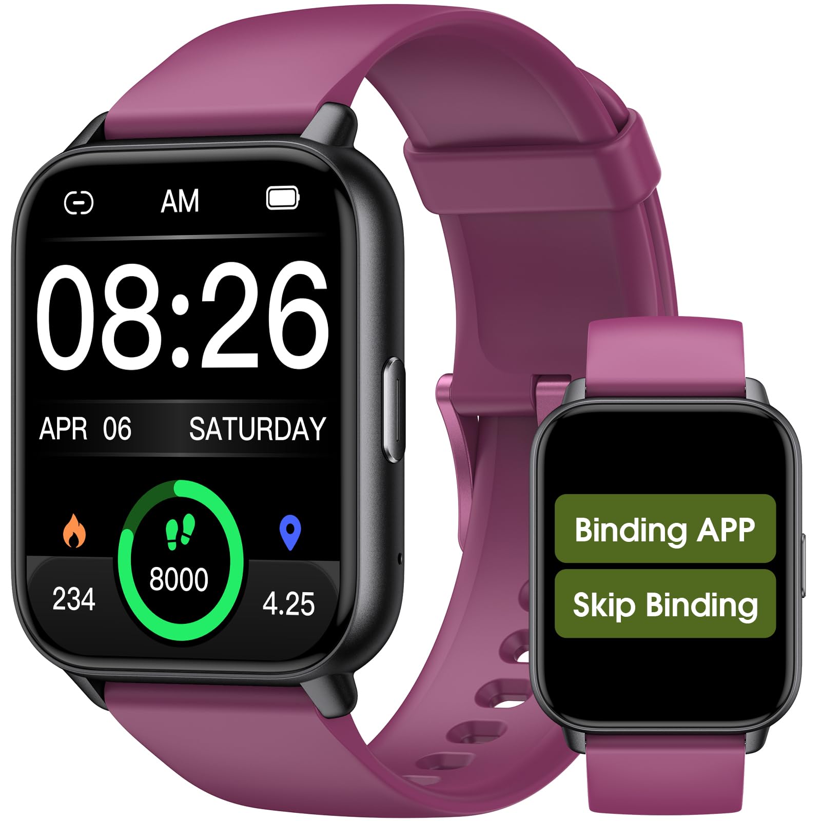 Smart Watch For Men Women, 1.91'' Big Font No App/Phone Required, Fitness Tracker With Pedometer, Bluetooth Call (Answer/Make Ca