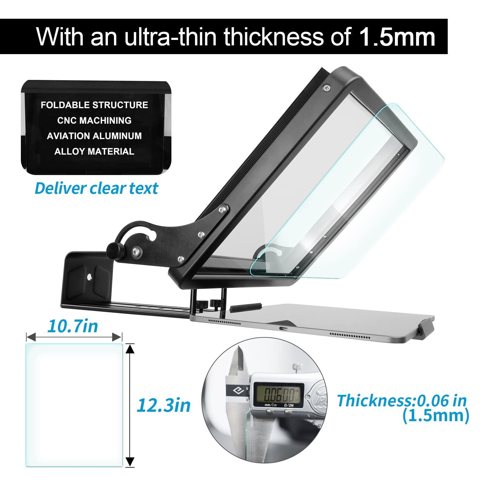 Canalhout 16 Universal Teleprompter With Remote Control, Fit All Tabletsipad, Video Cameradslr, Pre Assembled, 7030 Beam Splitti
