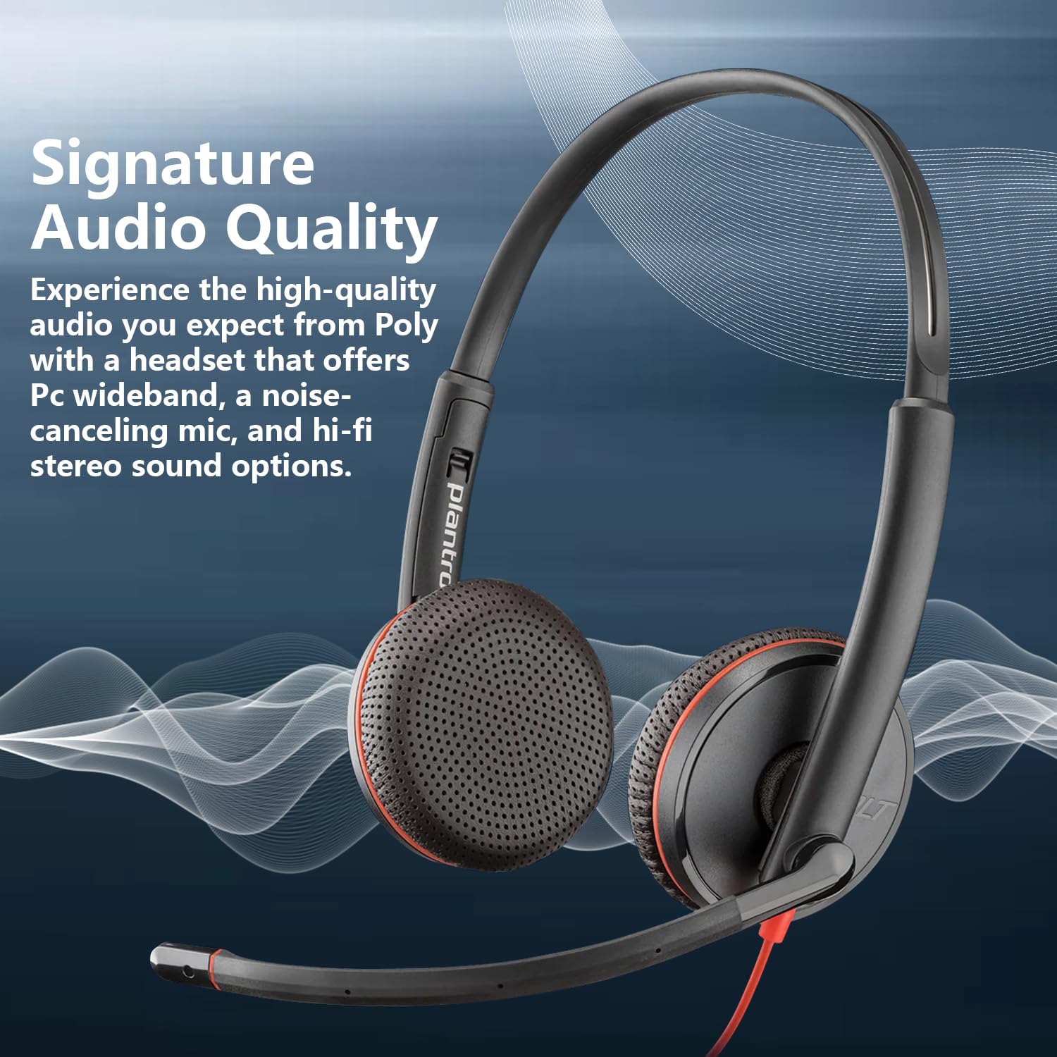 Hp Poly Blackwire C3225 Stereo Headset With Usb-C & 3.5Mm Connection, Noise Cancelling, Soundguard And Flexible Microphone Arm,