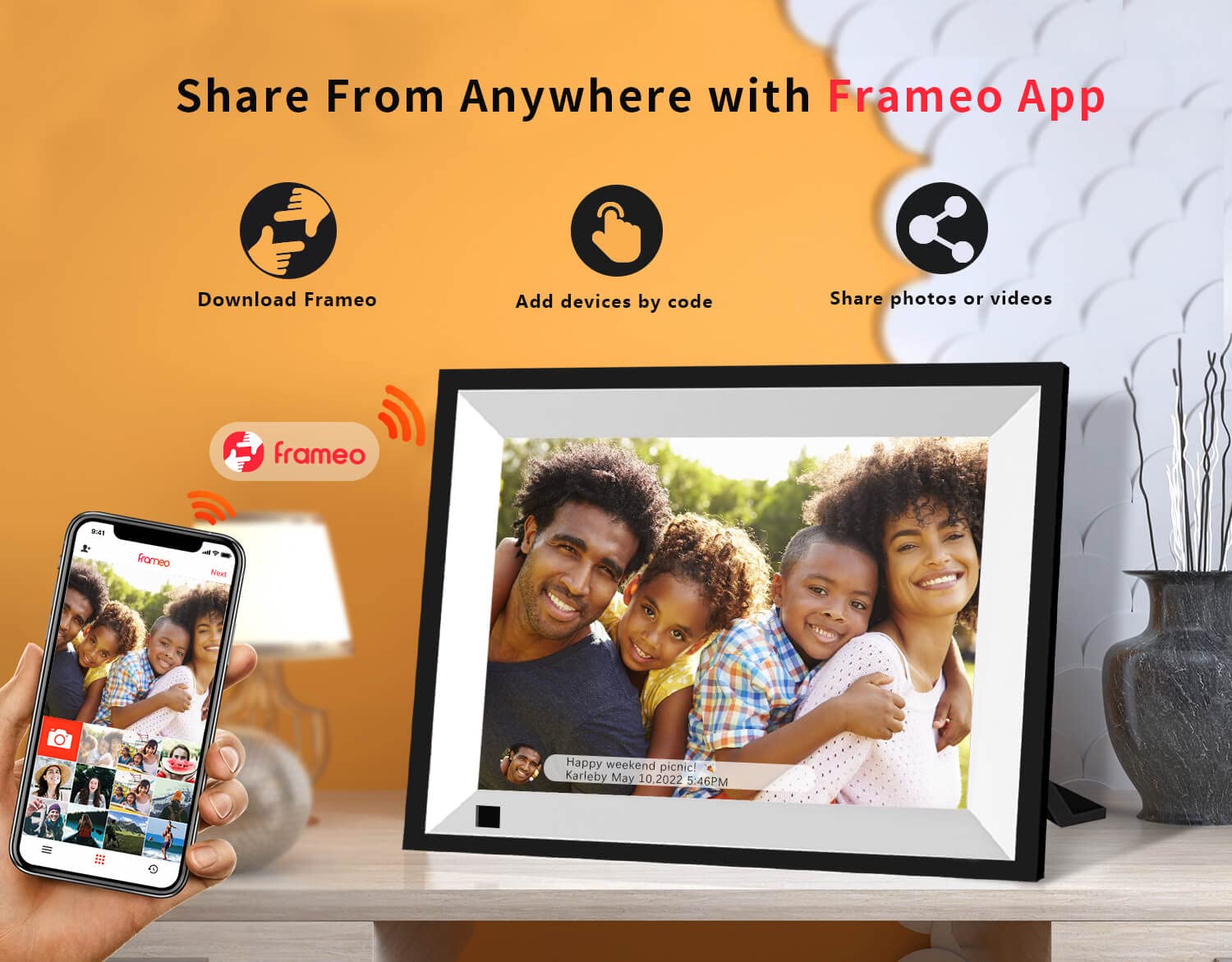 Digital Picture Frame 10.1 Inch Large Digital Photo Frame With Ips Full Hd Touchscreen, 32Gb Wifi Smart Frame Share Photos And V