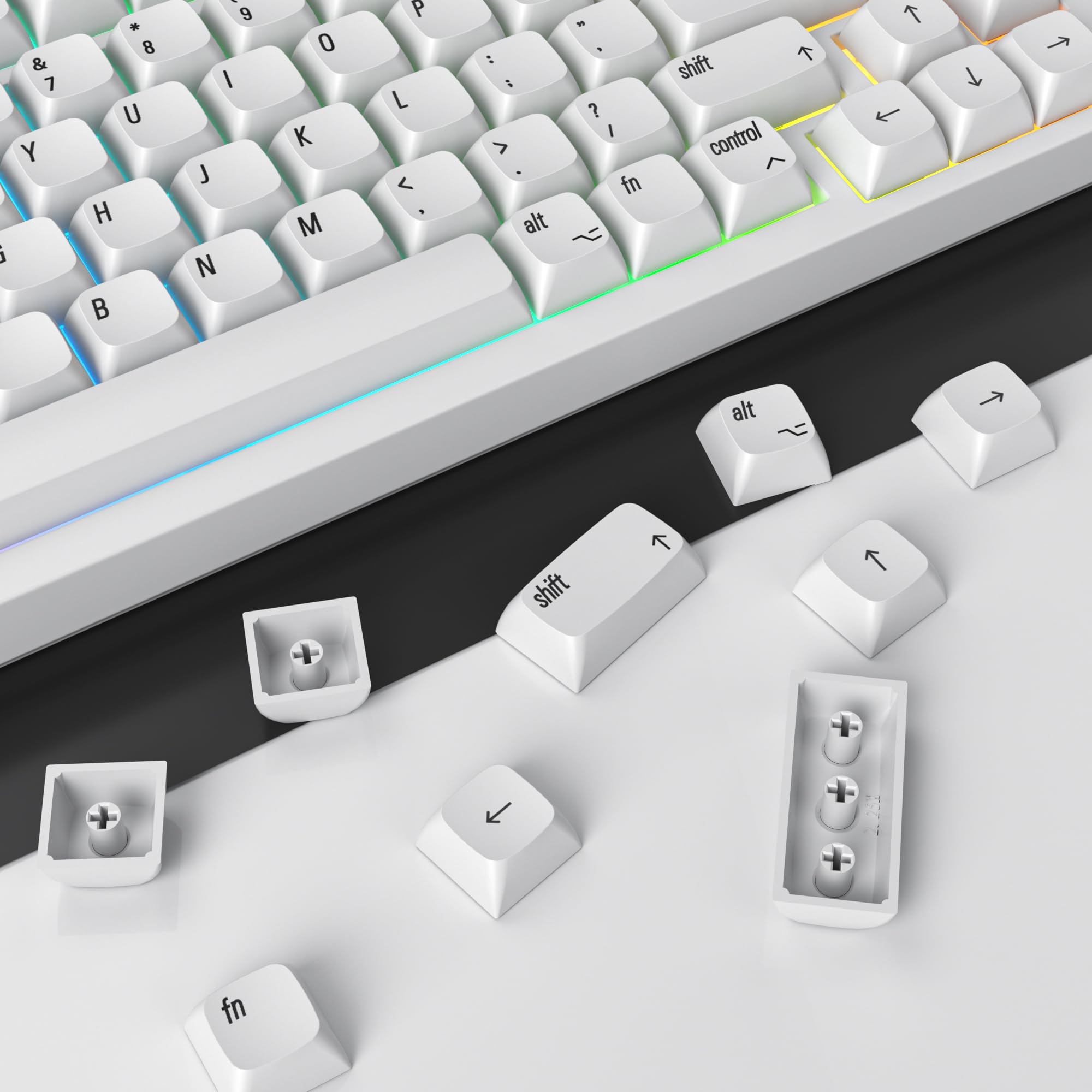 Guffercty Kred 128 Keys Xda Profile Minimalist White Keycaps 75 Percent Dye Sub Pbt Keyboard Caps With Iso Keys For Mac 60% 65%