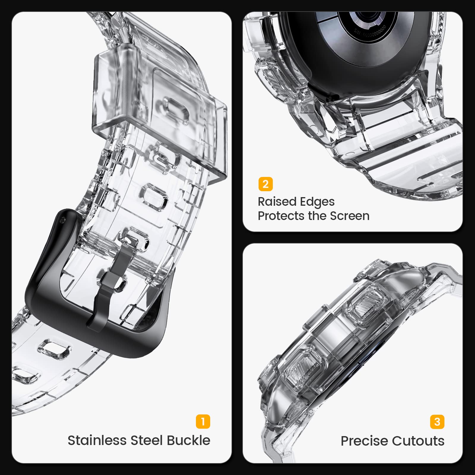 Notocity For Galaxy Watch 4 Galaxy Watch 5 Watch 6 40Mm Band, Clear Band With Protective Case Replacement Strap For Galaxy Watch