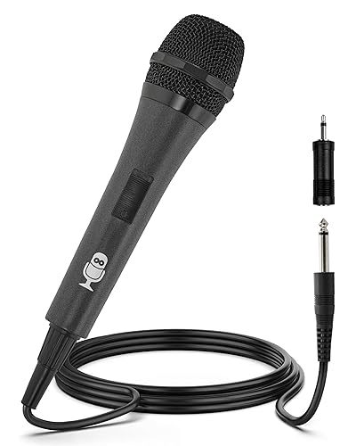 Singing Machine Wired Microphone For Karaoke, (Black)   Unidirectional Dynamic Vocal Microphone   Plug In Microphone For Karaoke Machine, Amp, & Speaker   Mic For Singing, Public Speaking, & Parties