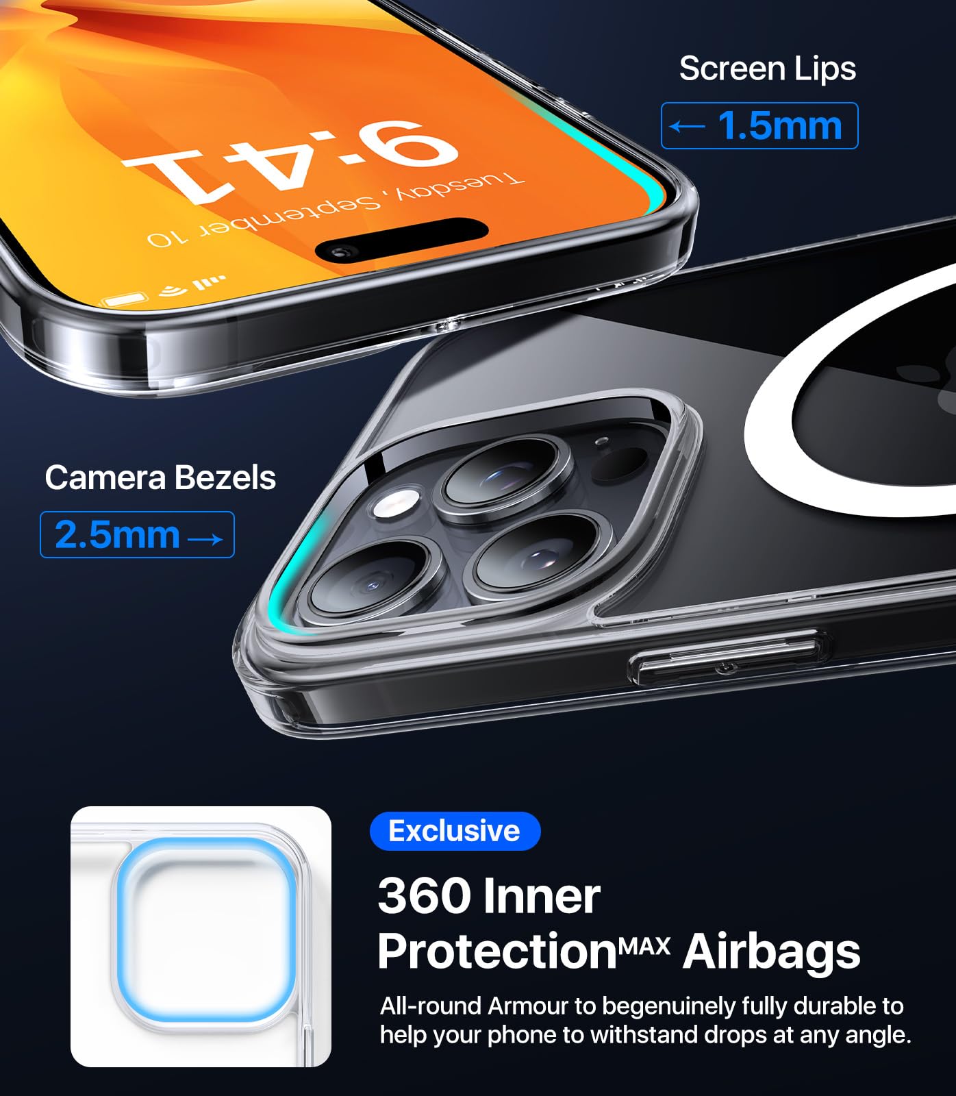 Shiiuou Strong Magnetic For Iphone 16 Pro Case Clear, Never Yellow[Compatible With Magsafe] [Military Grade Drop Protection]Skin