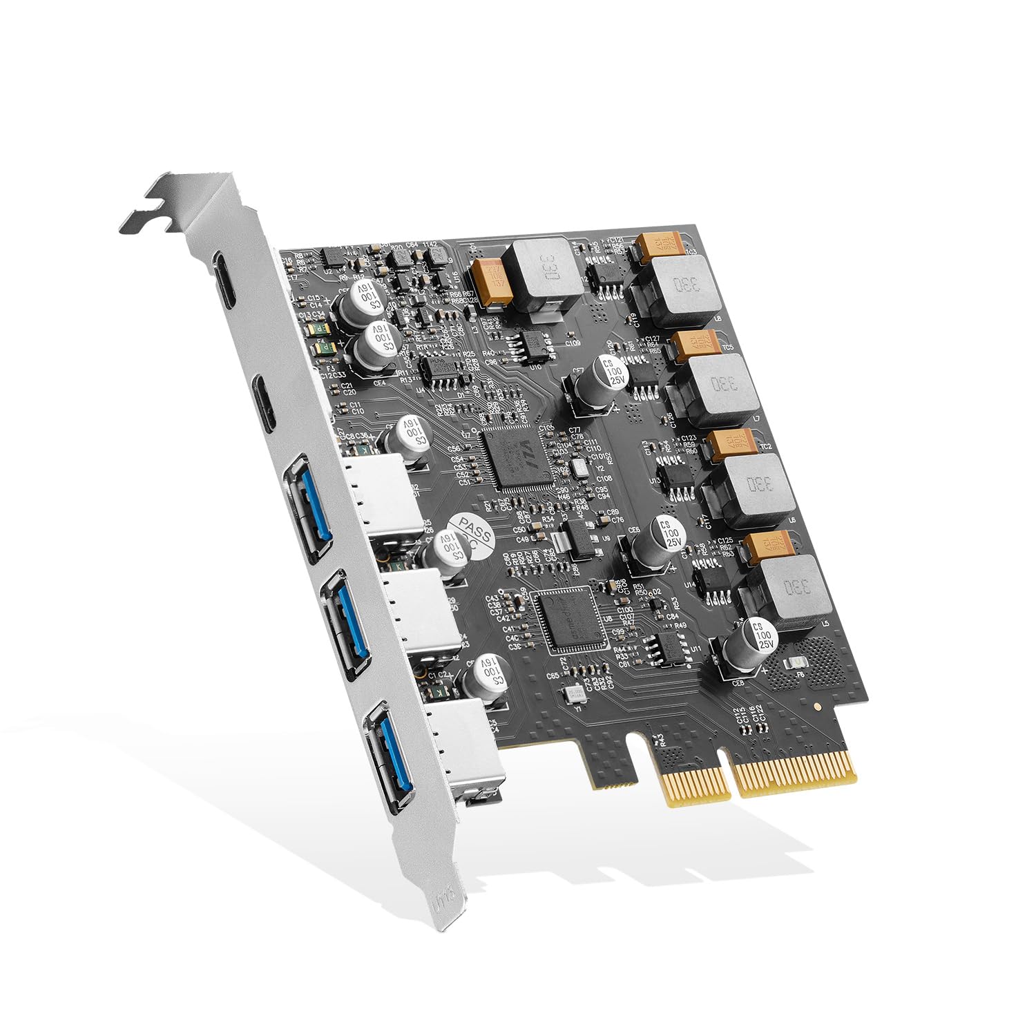 Binardat Pcie To Usb 3.1 Gen 2 Expansion Card, 5 Port 10Gbps 3X Usb Type A And 2X Type C Ports, Self Powered, Usb3.1 Hub Control