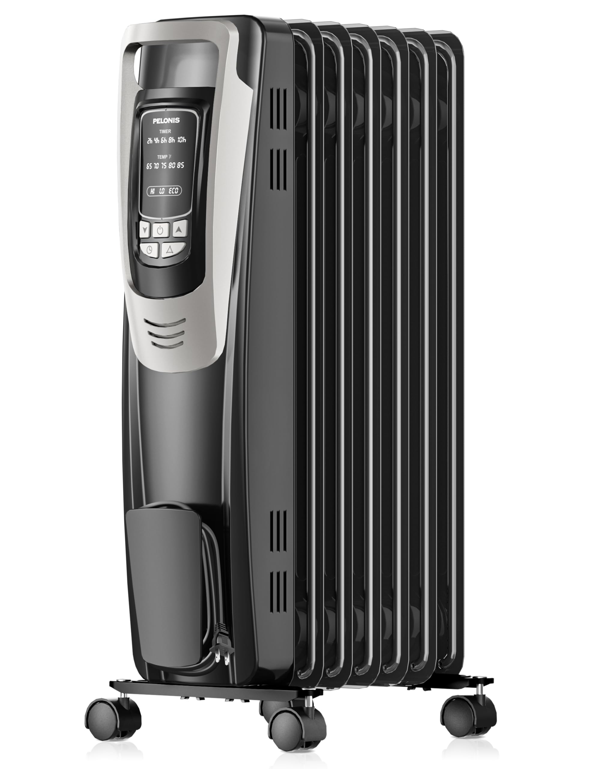 Pelonis Radiator Heater For Indoor Use Large Room With Remote, Thermostat & Led Display, Quiet Oil Filled Heater With 5 Temperat