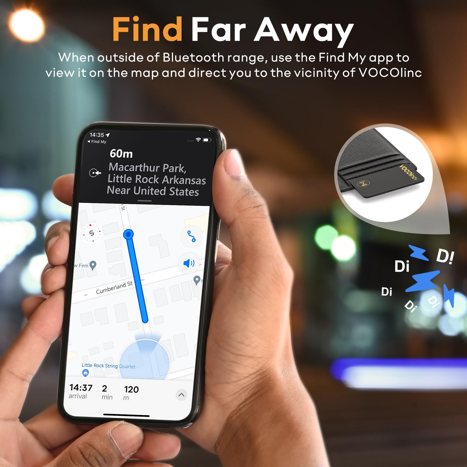 Vocolinc Air Tag Card Wallet Tracker Ultra Thin 1.6Mm, Smart Item Finder Work With Apple Find My App (Ios Only, Android Not Supp