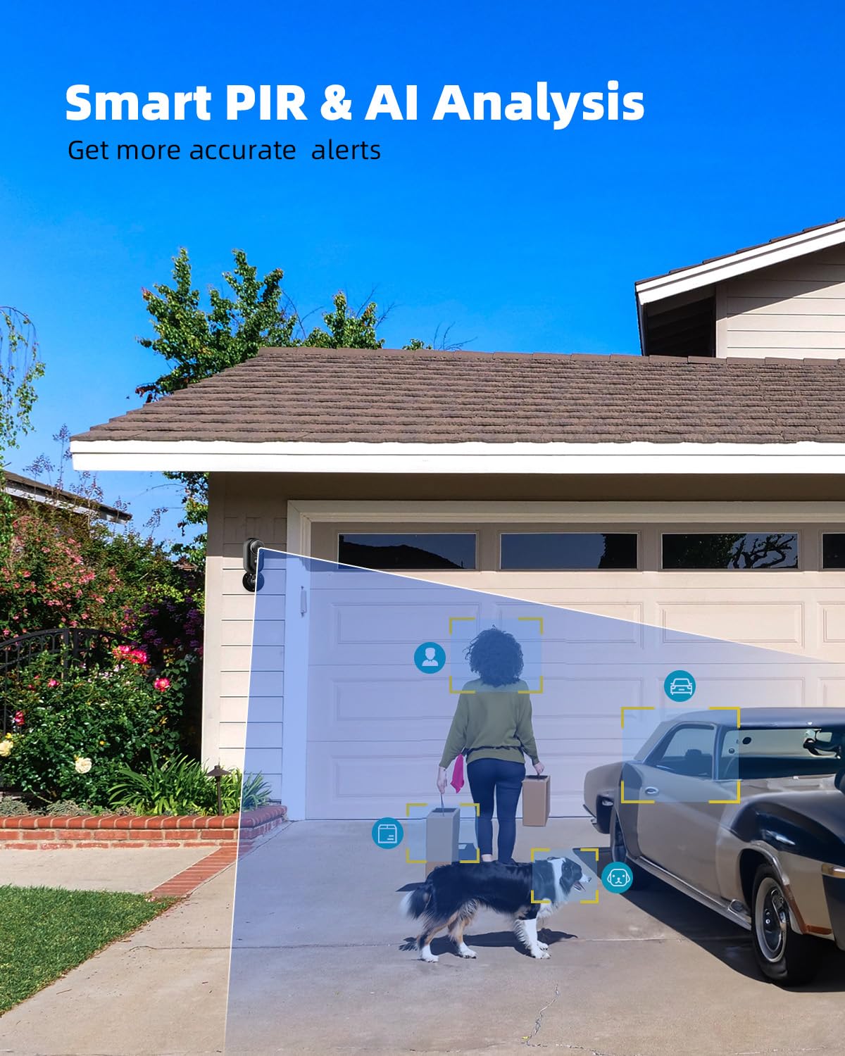 Zumimall Security Cameras Wireless Outdoor   4 Packs Wifi Battery Powered Cameras For Home Surveillance, Spotlight & Siren/Pir D