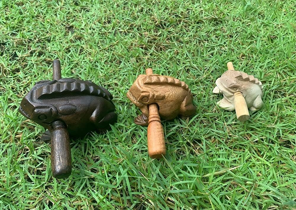 Guiros Percussion Instruments Wooden Frog Wooden Frog Musical Instrument 3 Pieces Set Of 4 Inch Frog, 3 Inch Frog, And 2.25-2.75
