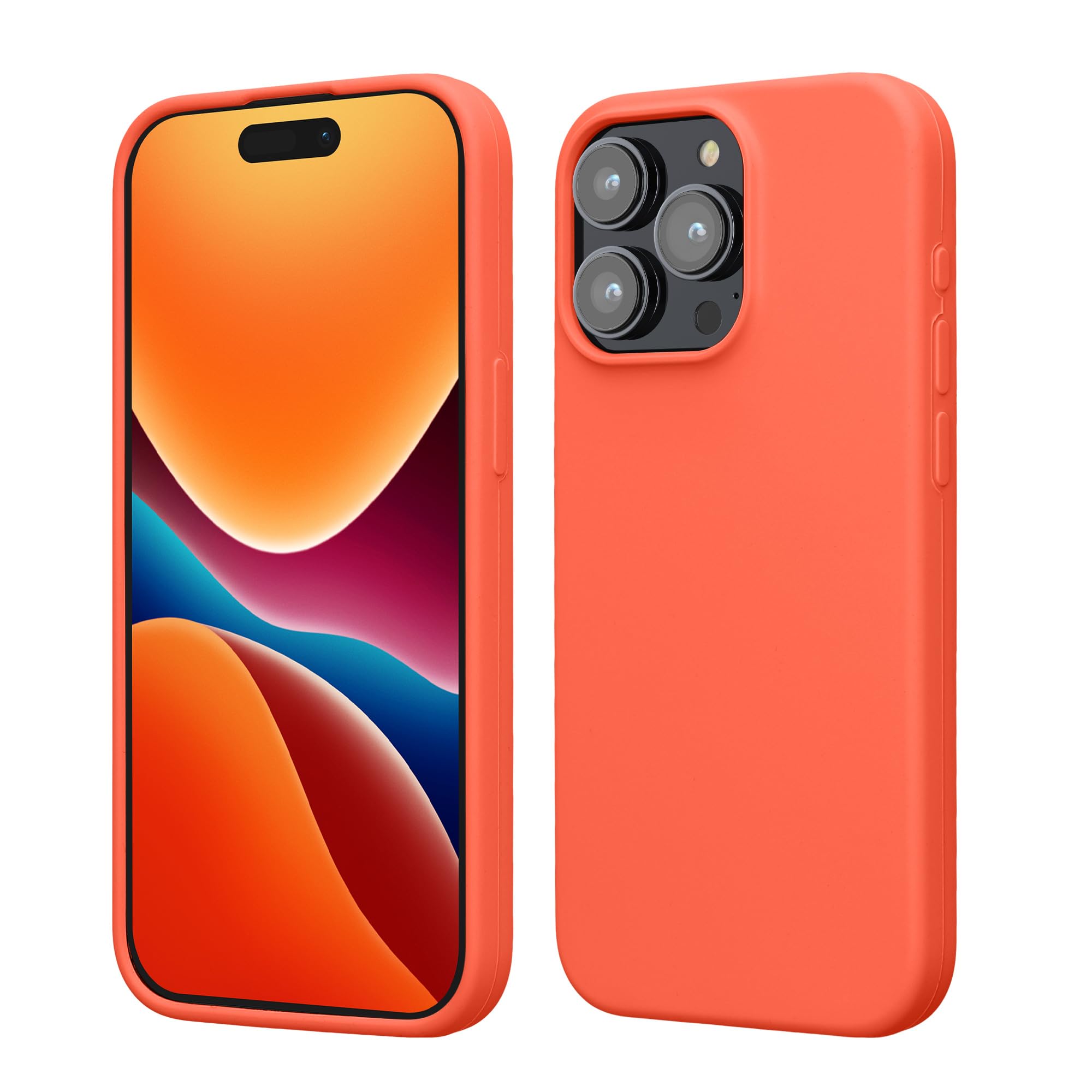 kwmobile Case Compatible with iPhone 15 Pro Max Case - Slim Soft TPU Silicone Cover - Vivid Coral