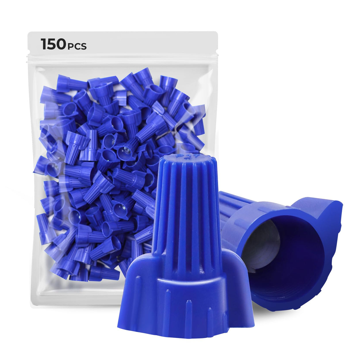 Kevenry 150Pcs Blue Wire Connectors Nuts, Winged Electrical Wire End Connectors Caps, Twist On Easy Screw On Type Connectors, He