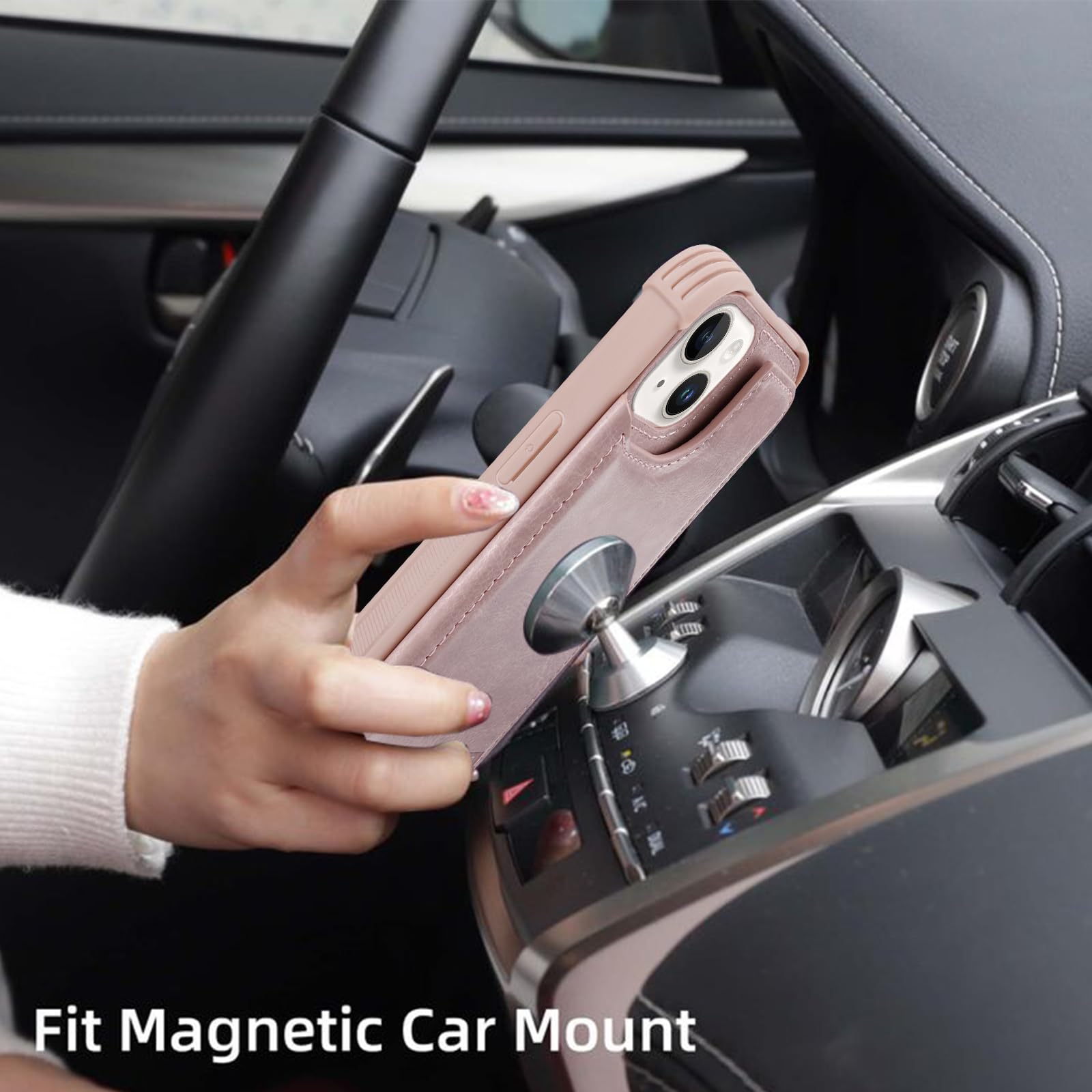 Vanavagy Wallet Case Compatible For Iphone 14 Plus/15 Plus For Women And Men,Leather Flip Folio Phone Cover Fits Magnetic Car Mo