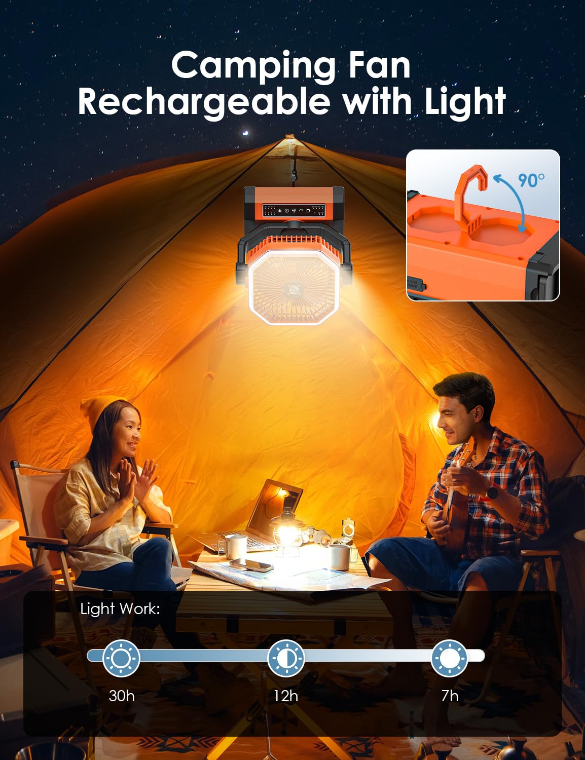 Battery Powered Fan   9 Inch Rechargeable Fan Portable, 10000Mah(30Hrs) Camping Fan For Tent, Auto Oscillation Cordless Fan, Ten