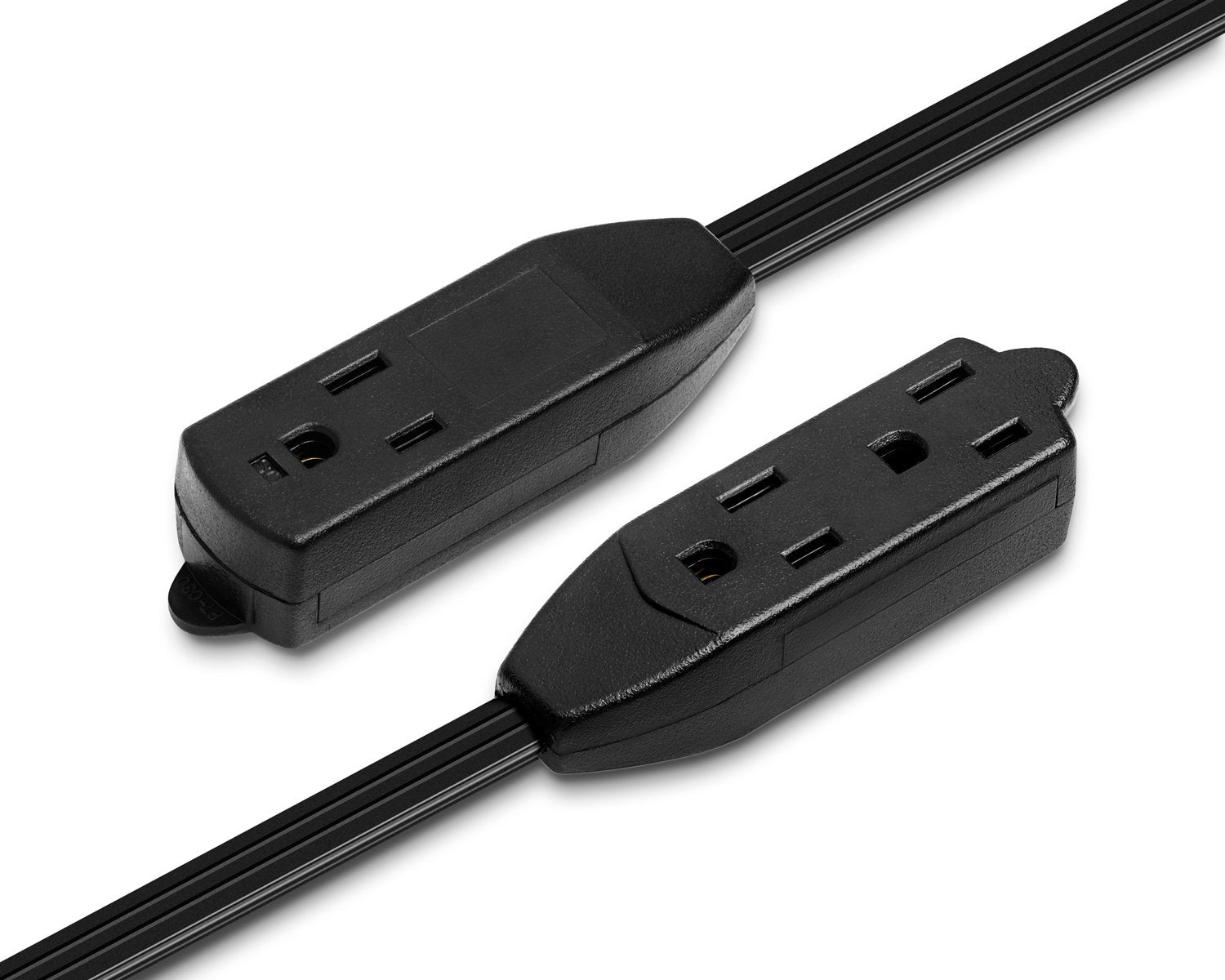 Maximm Cable 3 Feet Flat Plug Extension Cord/Wire, Multi Outlet   3 Prong Angled Plug Extension Cord   Black Ul Certified