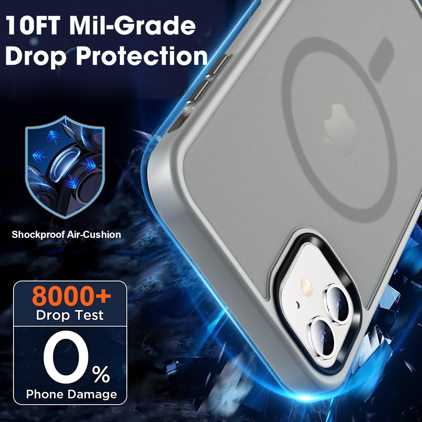 Mocca Strong Magnetic For Iphone 11 Phone Case,[Compatible With Magsafe][Glass Screen Protector+Camera Lens Protector] Slim Thin