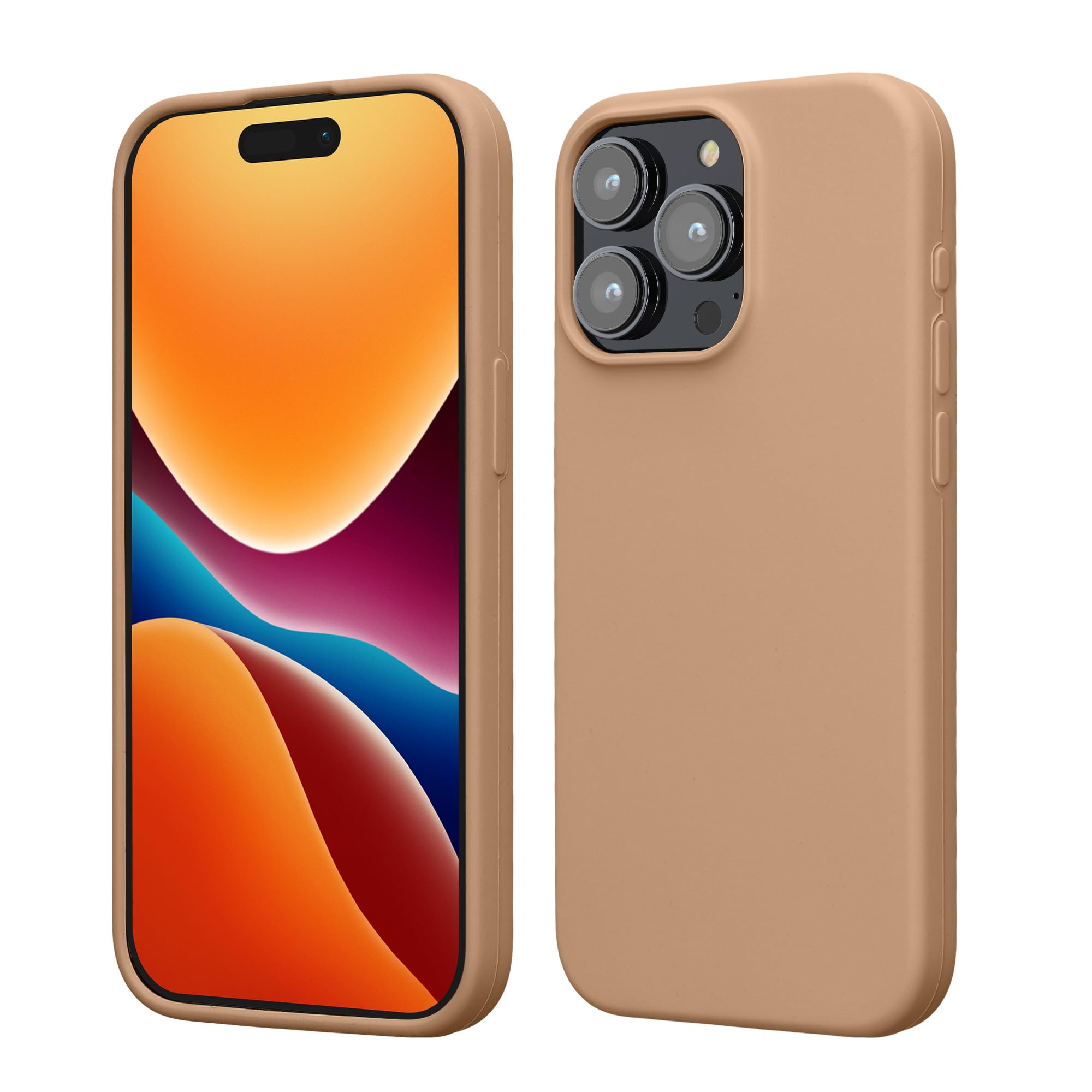 kwmobile Case Compatible with iPhone 15 Pro Max Case - Slim Soft TPU Silicone Cover - Cappuccino