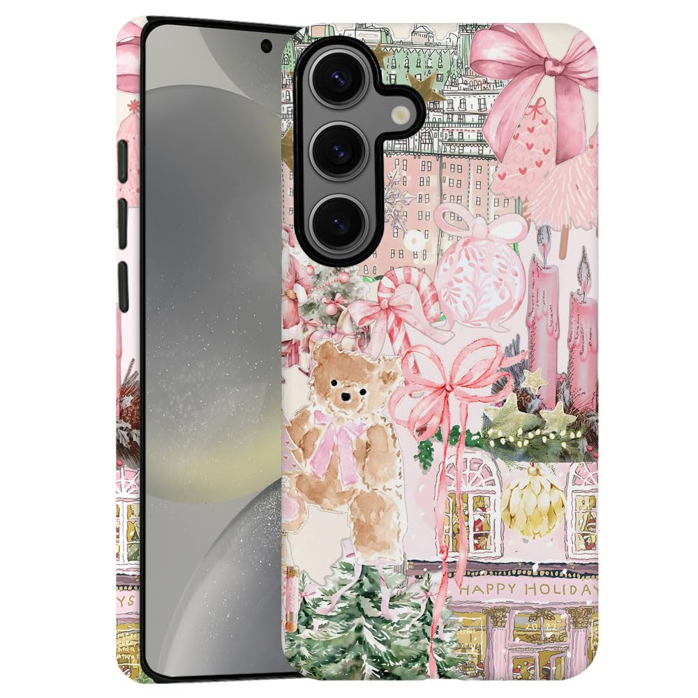 Case for Samsung Galaxy S24 FE,Pink Tree Christmas Holiday Phone Case Military-Grade Drop Protection Cover for Women Girl - Fros