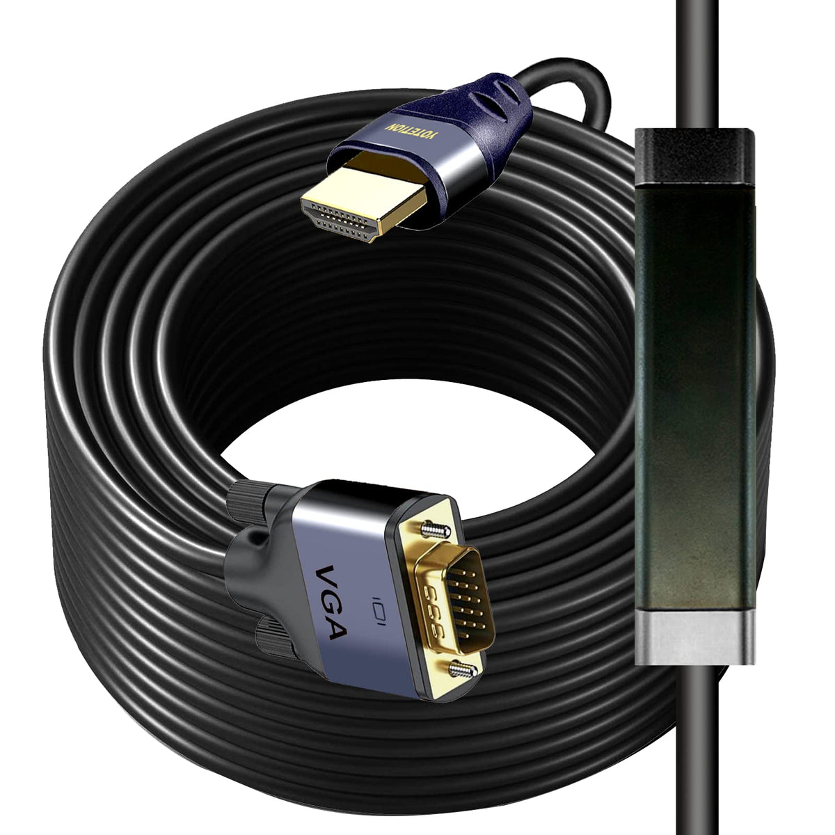 Yotetion Hdmi To Vga 30Ft Cable With Ic, Gold Plated Hdmi To Vga Compatible For Computer, Desktop, Laptop, Pc, Monitor, Projecto
