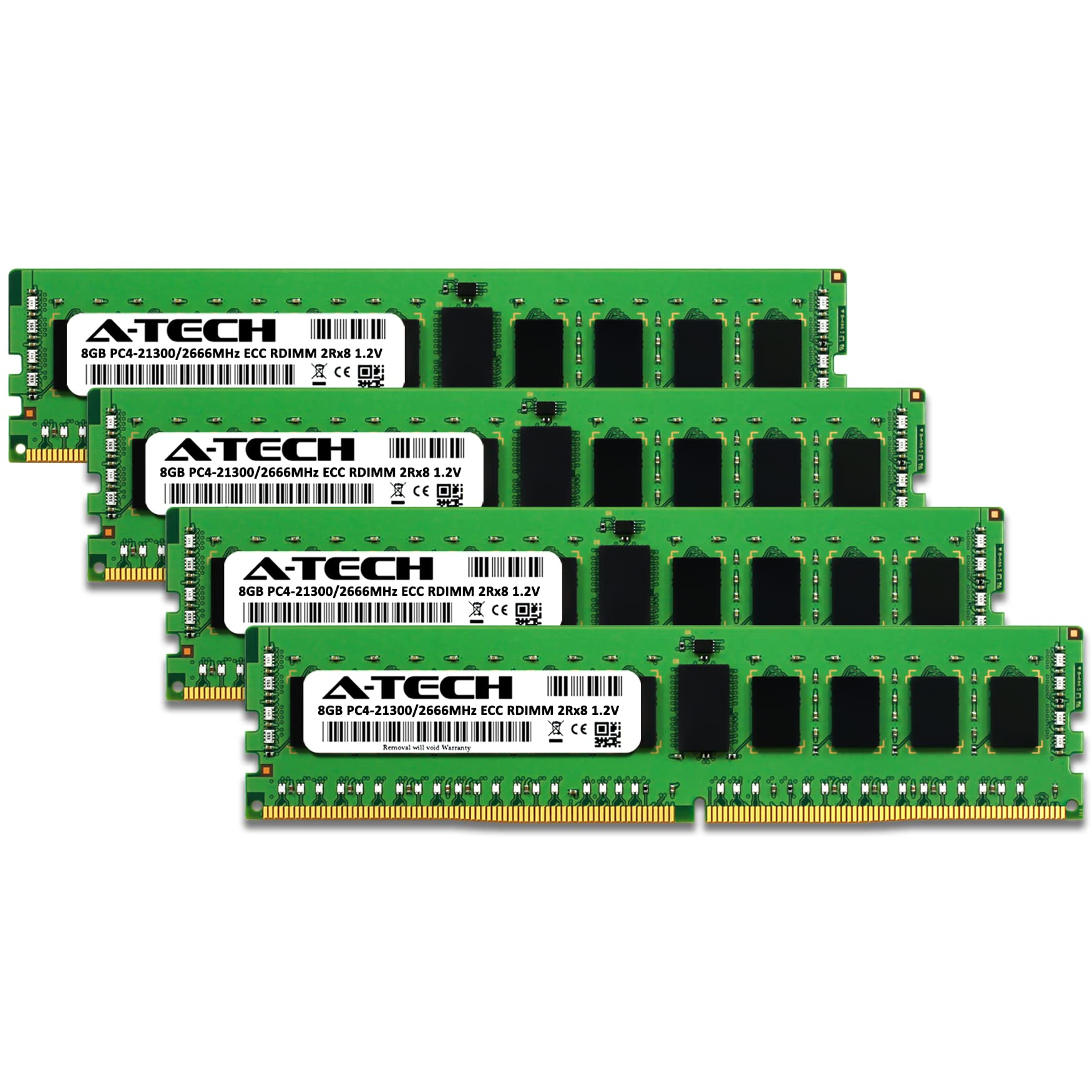 A Tech 32Gb Kit (4X8Gb) Ddr4 2666Mhz Pc4 21300 Ecc Rdimm 2Rx8 1.2V Dual Rank Ecc Registered Dimm 288 Pin Server & Workstation Ra