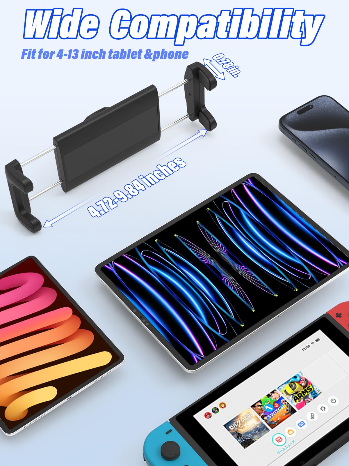 Lyficcs Metal Arm Cup Holder Car Tablet Mount, 720  Rotation Cupholder Tablet & Phone Stand Compatible With Ipad Pro Air Mini Ip