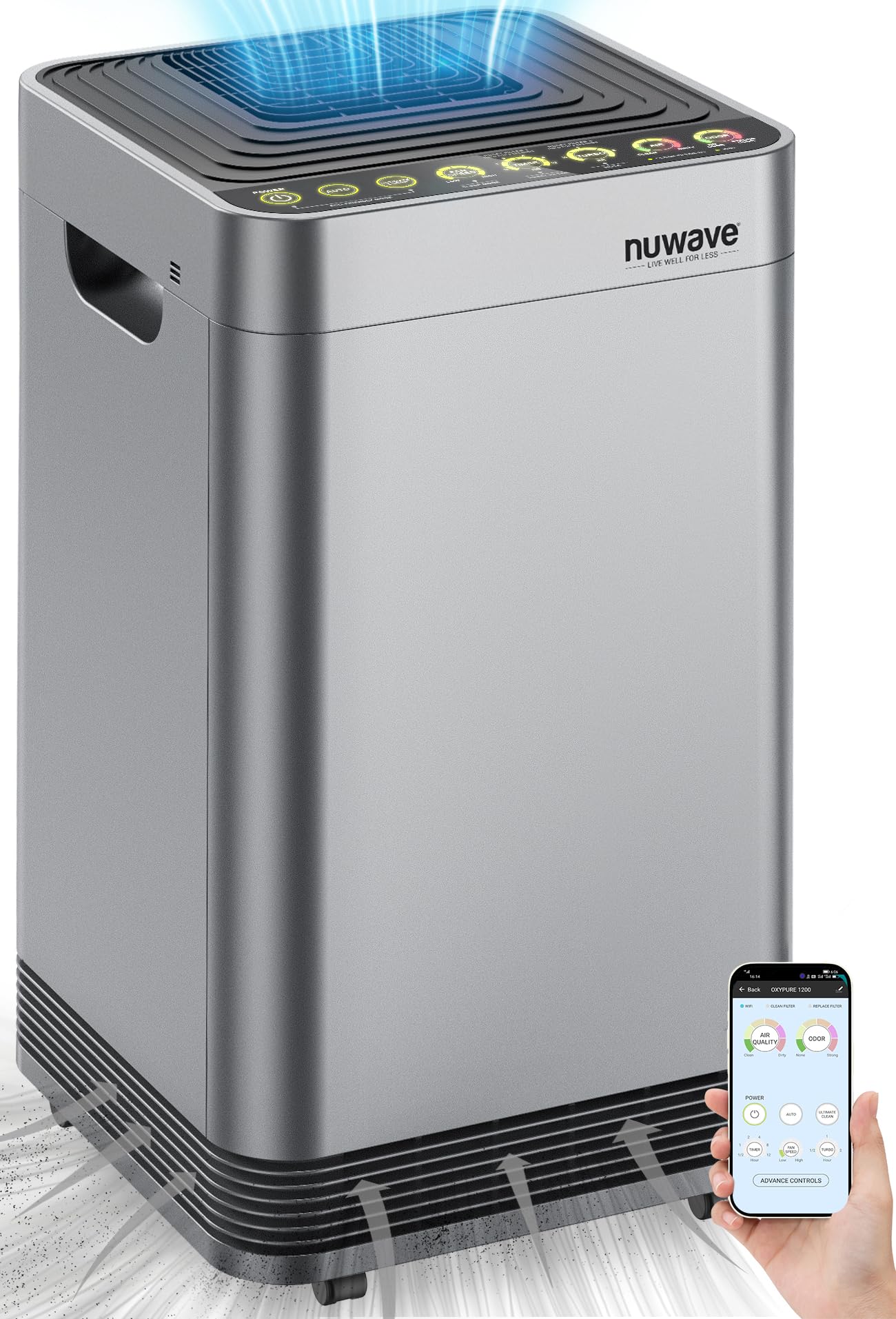 Nuwave Oxypure Zero Plus Air Purifier, Save $1200 In Filter Replacement, Covers Up To 3210Ft Large Room By 105W High Torque Moto