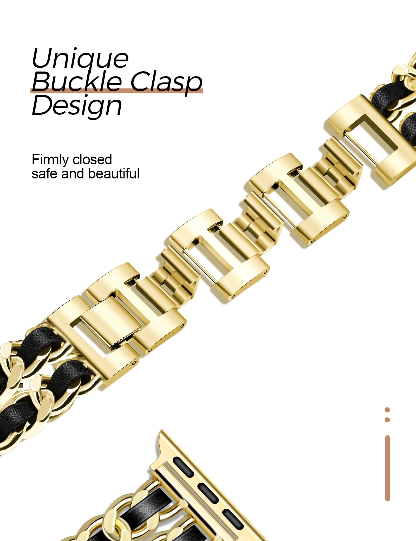 Jr.Dm Gold Watch Bands For Women Compatible With Apple Watch Band Leather 42Mm(S3/2/1) 44Mm 45Mm 46Mm 49Mm Adjustable Metal Band