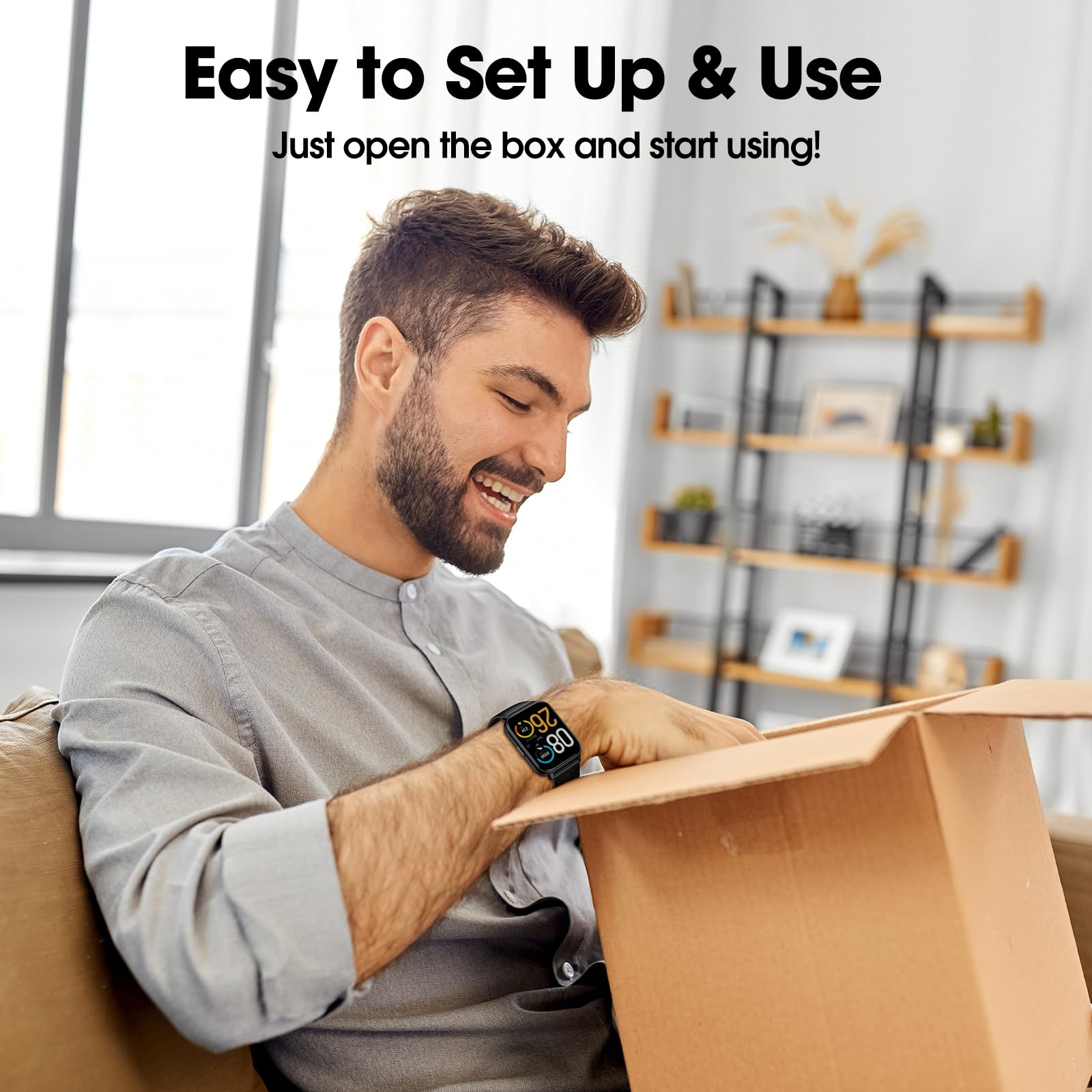 Eurans Smart Watch No App/Phone Required, Long Battery Life Fitness Tracker Watch, Large Hd Screen, Waterproof Activity Tracker