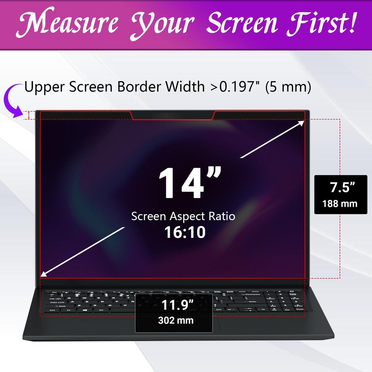 Prviacy Screen Computer Pys Magnetic Laptop Privacy Screen 14 Inch 16:10 Computer Monitor Priv ...
