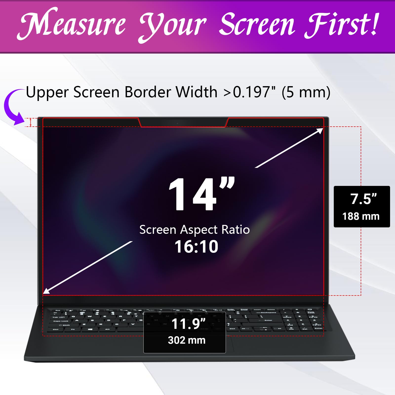 Pys Magnetic Laptop Privacy Screen 14 Inch 16:10   Computer Monitor Privacy Shield, Anti Glare Blue Light Filter, Removable Priv