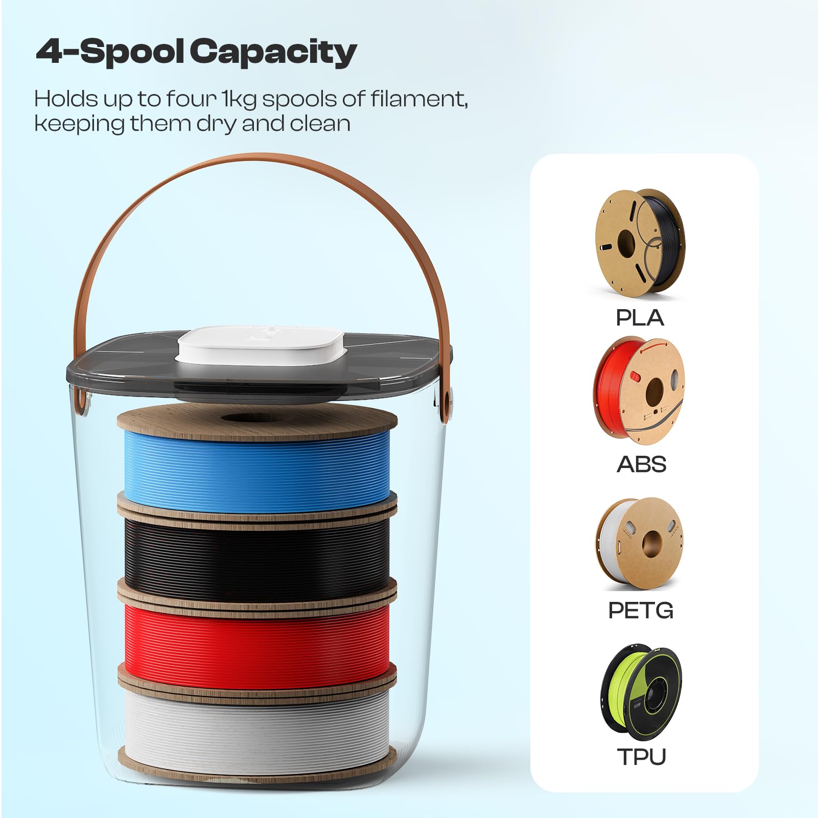 Caydo Filament Storage Vacuum Box With Smart Pressure Control, One-Button Operation, Rechargeable 3D Filament Storage Container