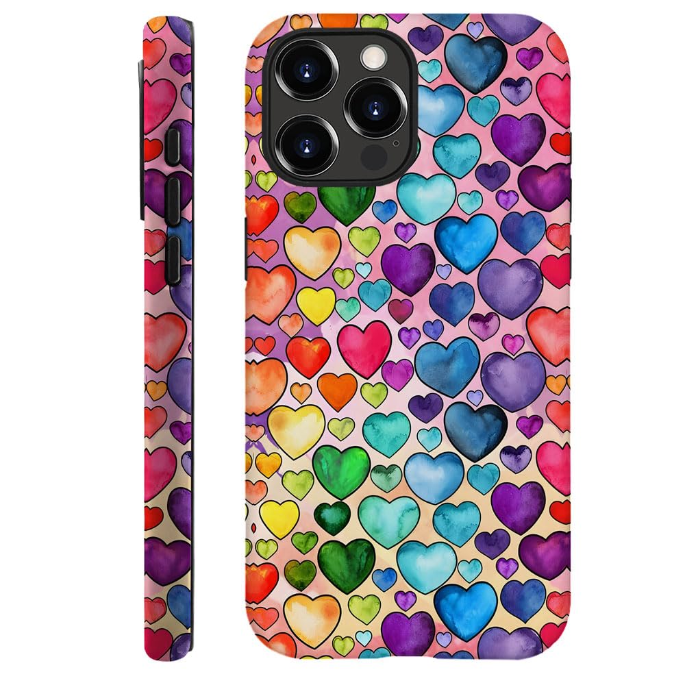 Seized Case Compatible With For Iphone 16 Pro Max,Colorful Heart Lovely Cute Pink Phone Case For Girl Women Boy Men,Durable Prot