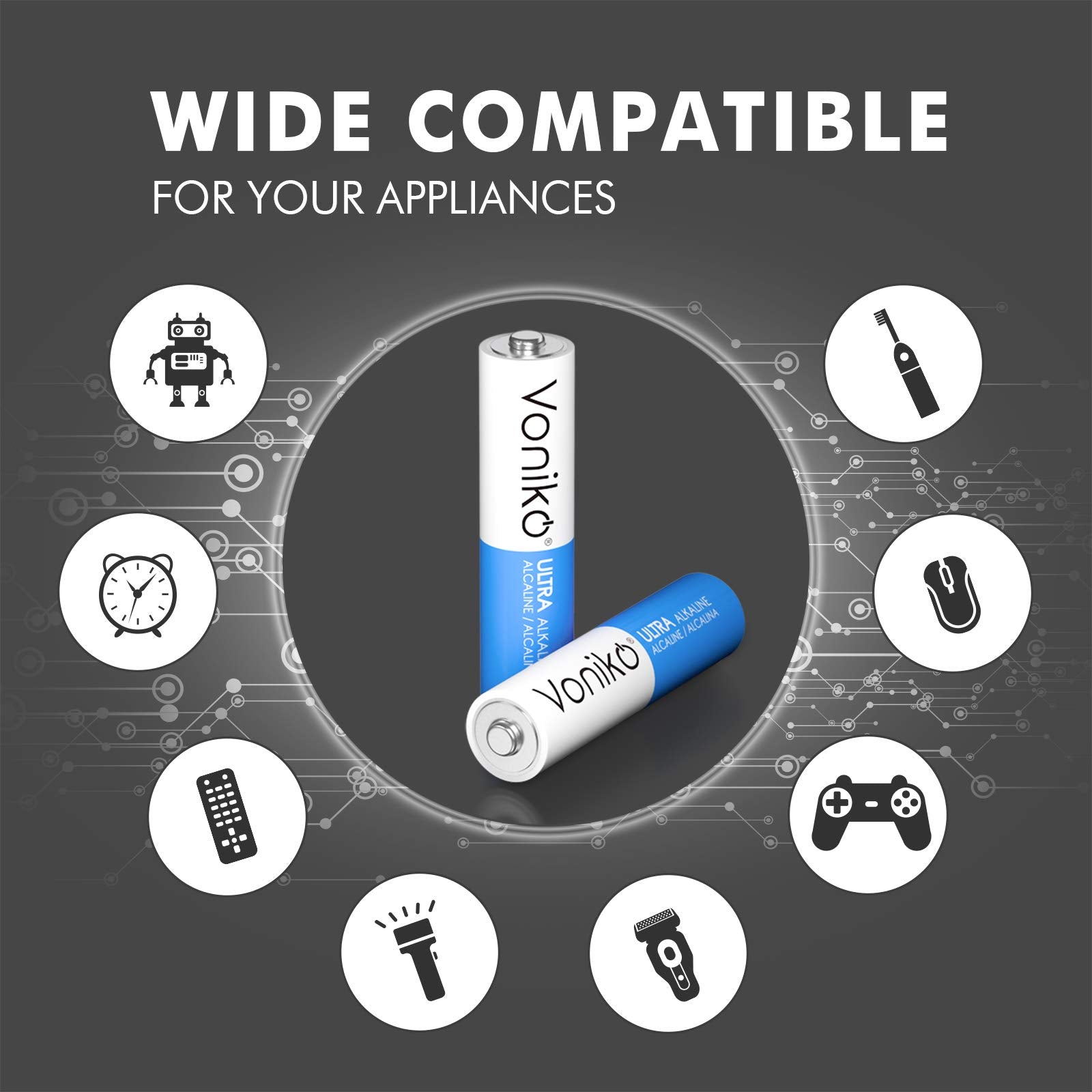 Voniko - Premium Grade Aaa Batteries -600 Pack - Alkaline Triple A Battery - Ultra Long-Lasting, Leakproof 1.5V Batteries - 10-Y