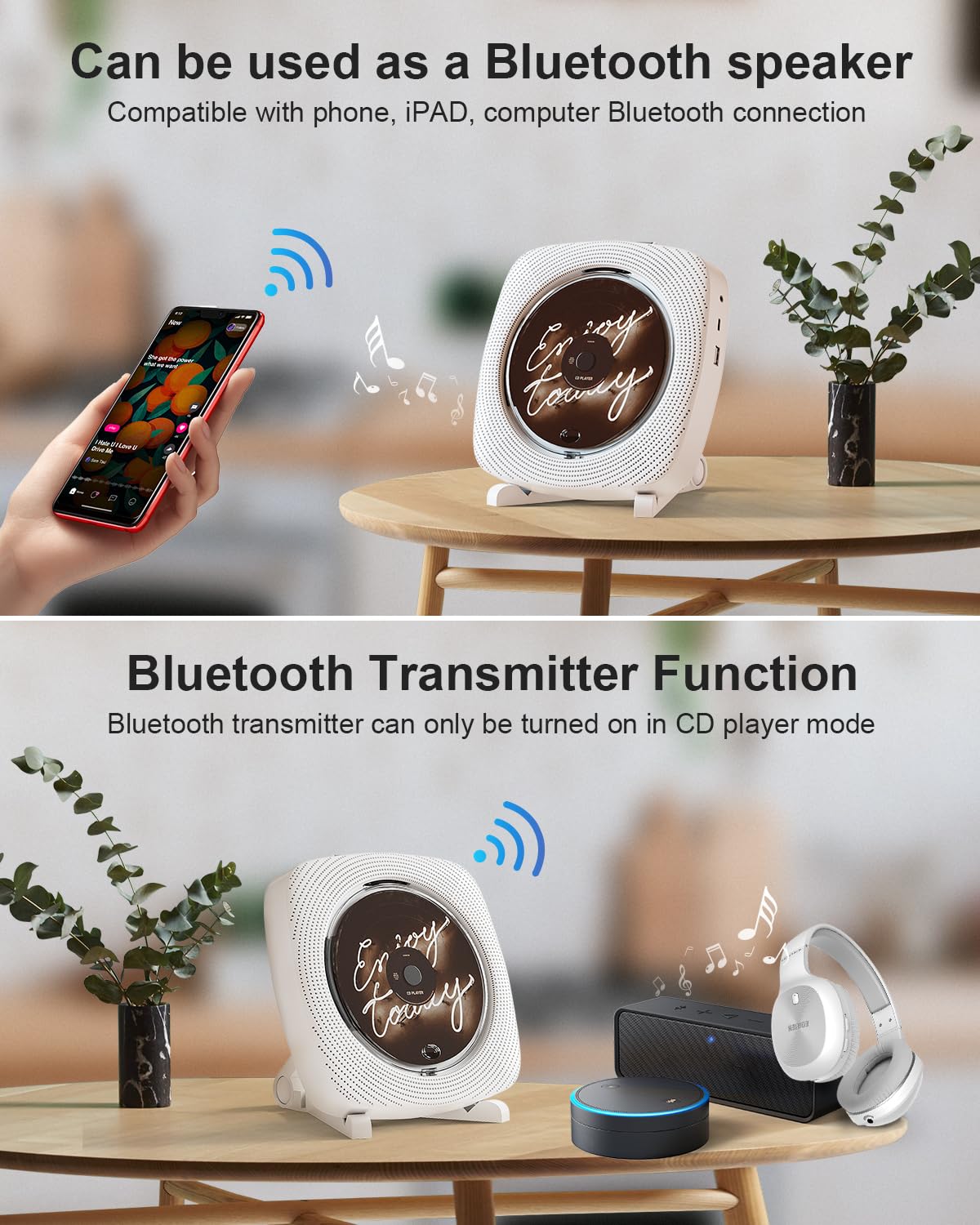 Portable Cd Player With Speakers Rechargeable, Boombox Cd Player For Home And Car, Fm Radio, Usb And Aux Ports, Remote Control,