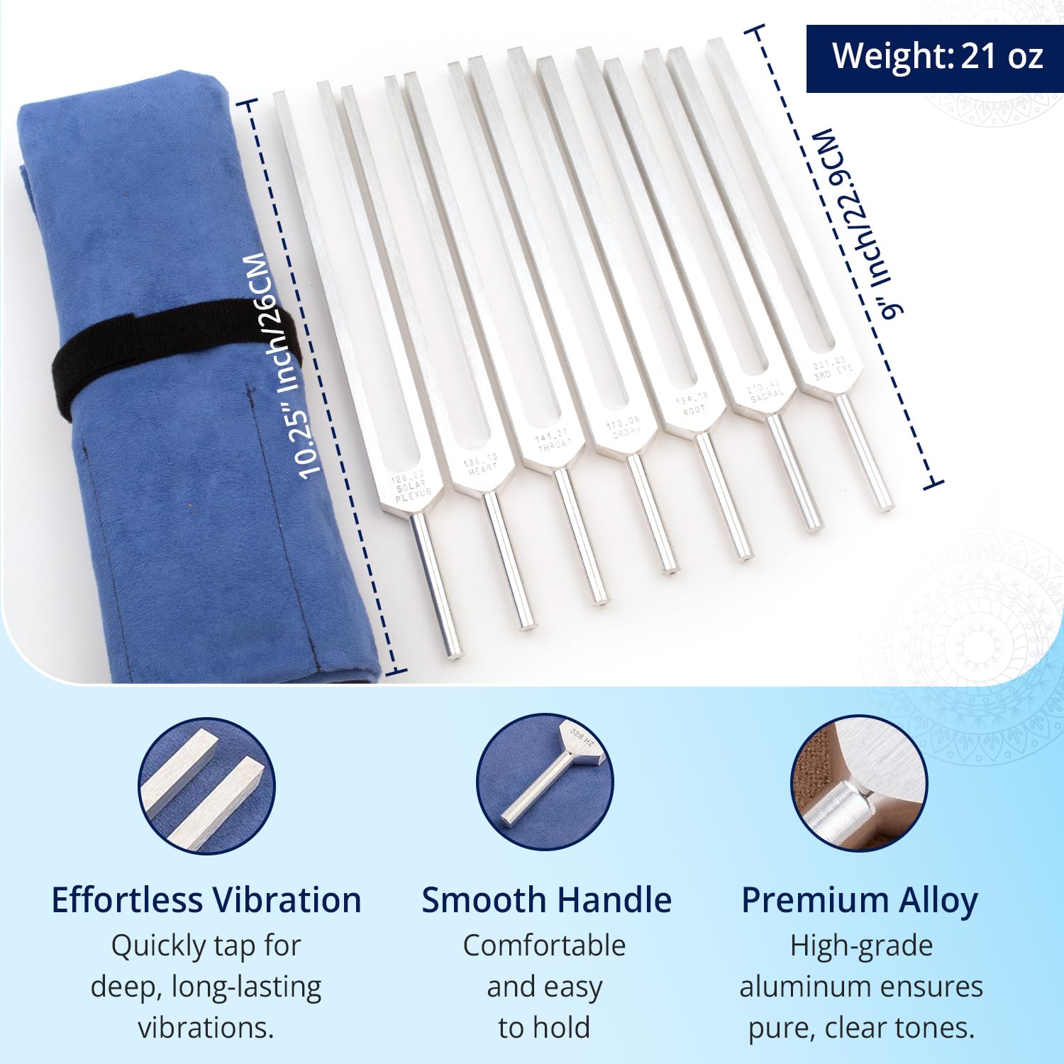 Chakra Tuning Forks Set For Healing - 7 Chakra Frequencies 126.22Hz To 221.23Hz | Precision-Machined Aluminum Alloy | Made In Us