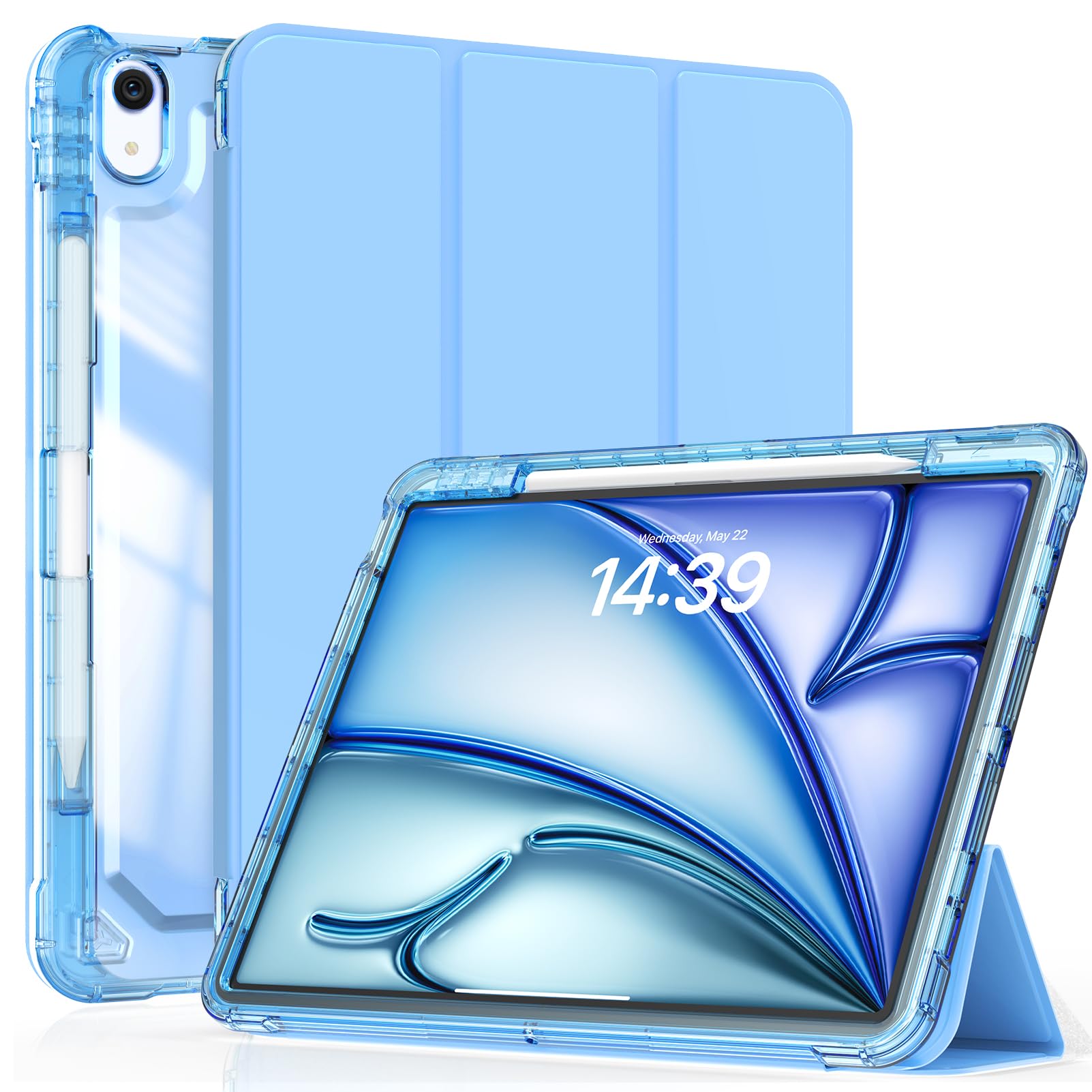 Sevrok Case For Ipad Air 13 Inch M2 (2024),Screen Leather Protector With Pencil Holder,Soft Leather Trifold Stand Magnetic Smart