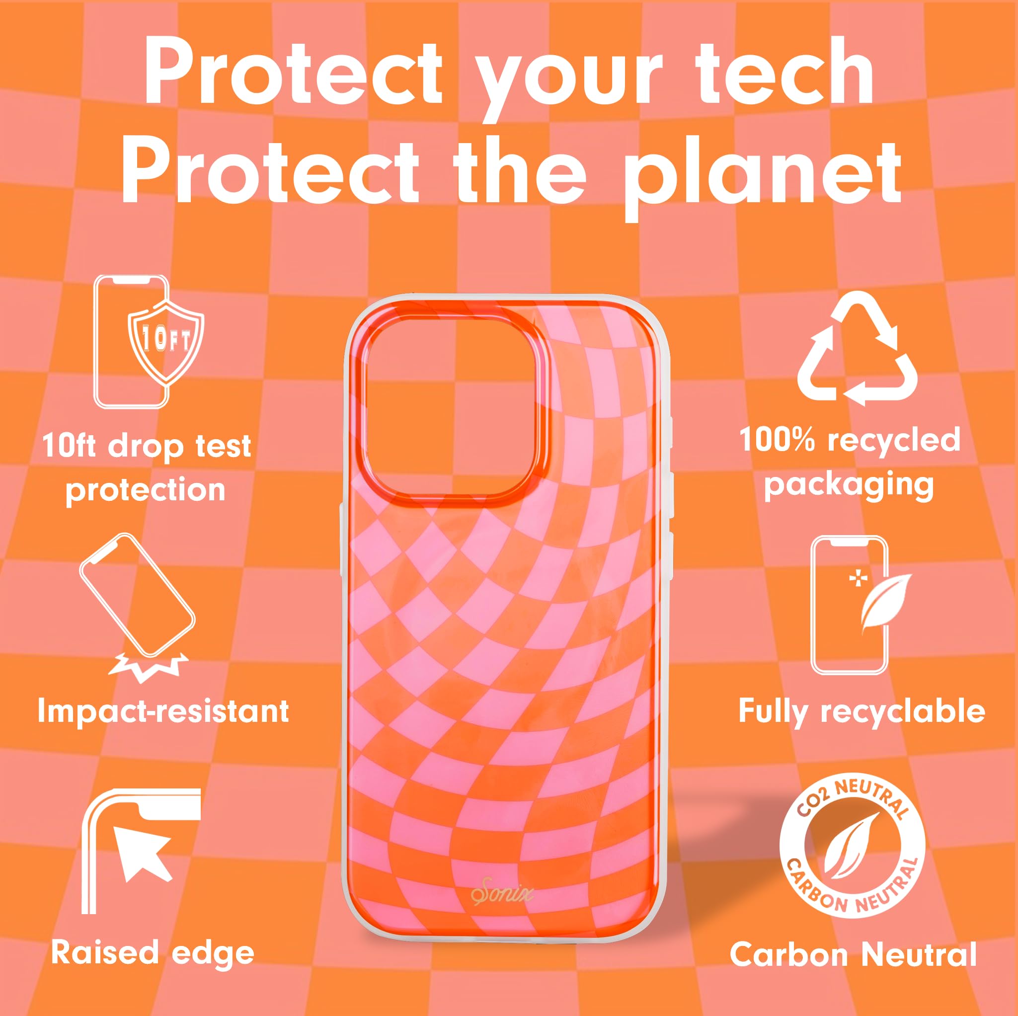 Sonix Case For Iphone 15 Pro Max | Compatible With Magsafe | 10Ft Drop Tested | Checkered | Checkmate Pink